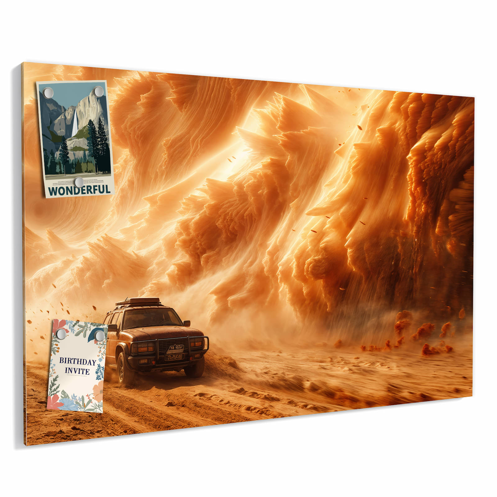 Magnetická tabule s motivem Jeep v písečné bouři 60 x 40