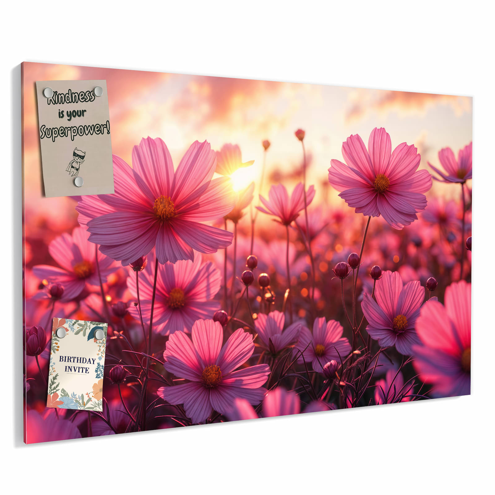 Magnetická tabule s motivem Květinové pole při západu slunce 60 x 40