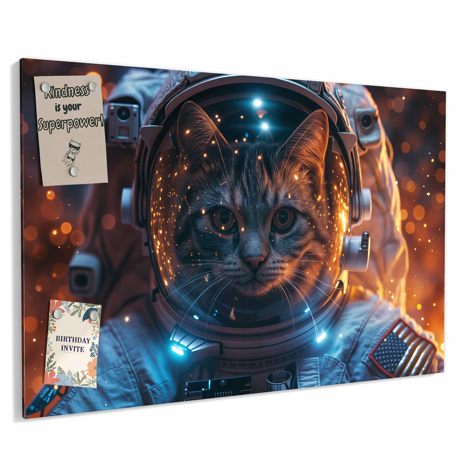 Magnetická tabule s motivem Kočka ve skafandru 60 x 40