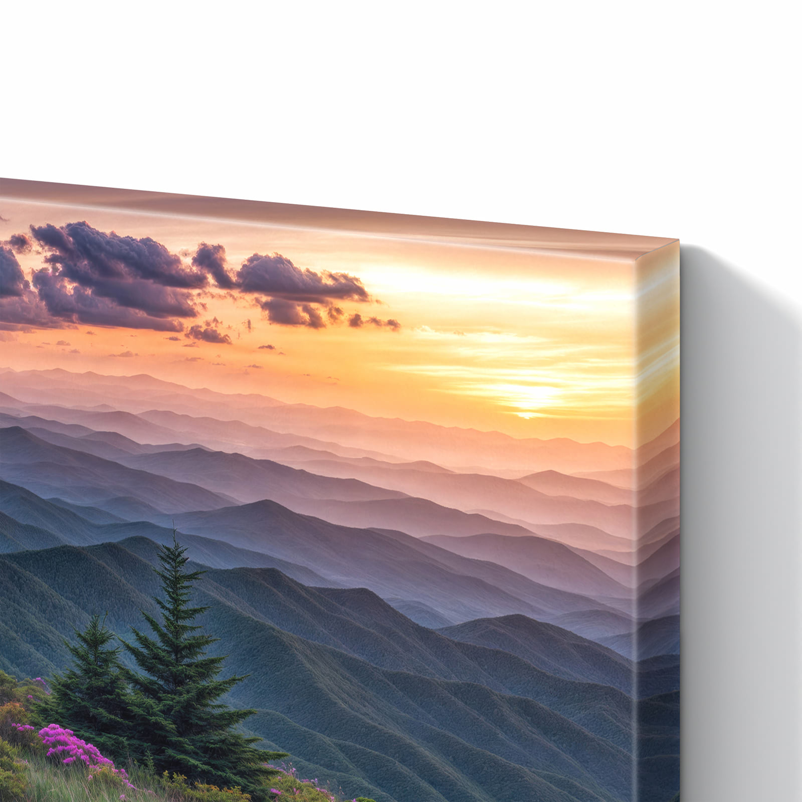 Magnetická tabule s motivem Horská krajina s květinami 90 x 60