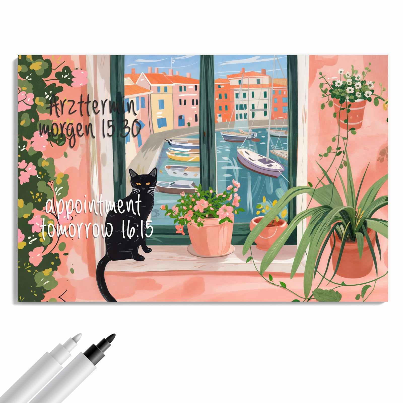 Magnetická tabule s motivem Kočka v okně 60 x 40