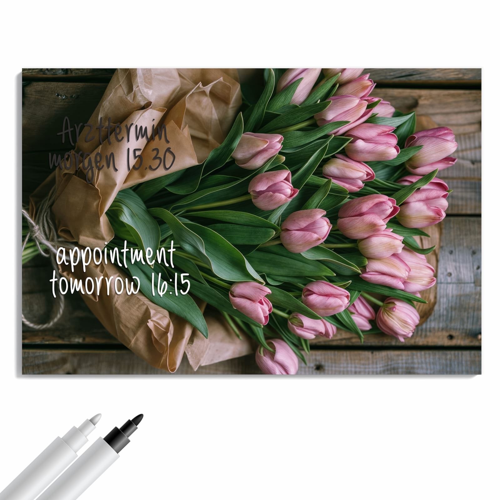 Magnetická tabule s motivem Růžová kytice tulipánů 60 x 40