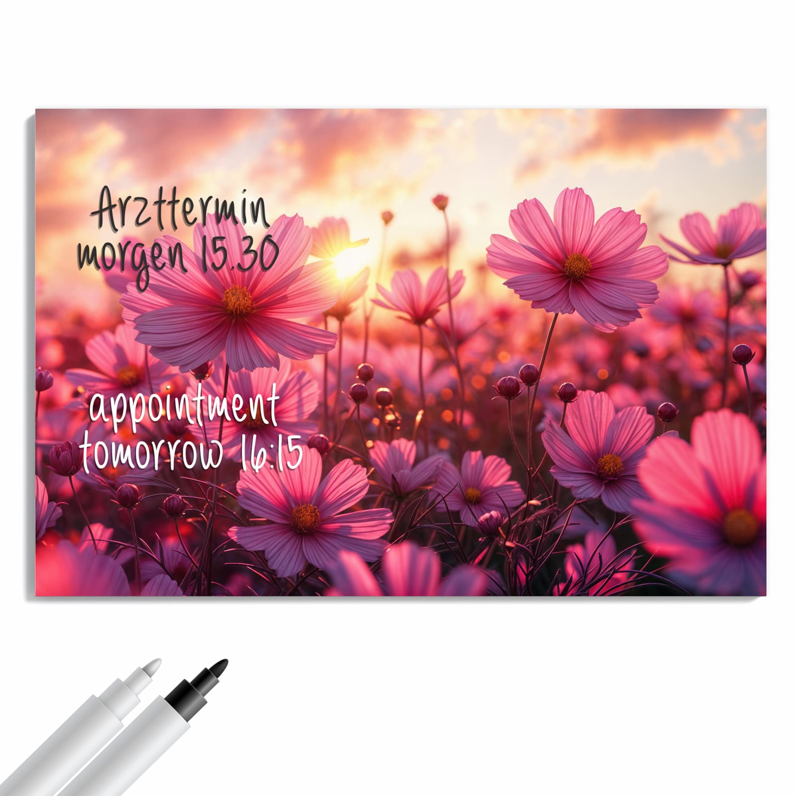 Magnetická tabule s motivem Květinové pole při západu slunce 90 x 60