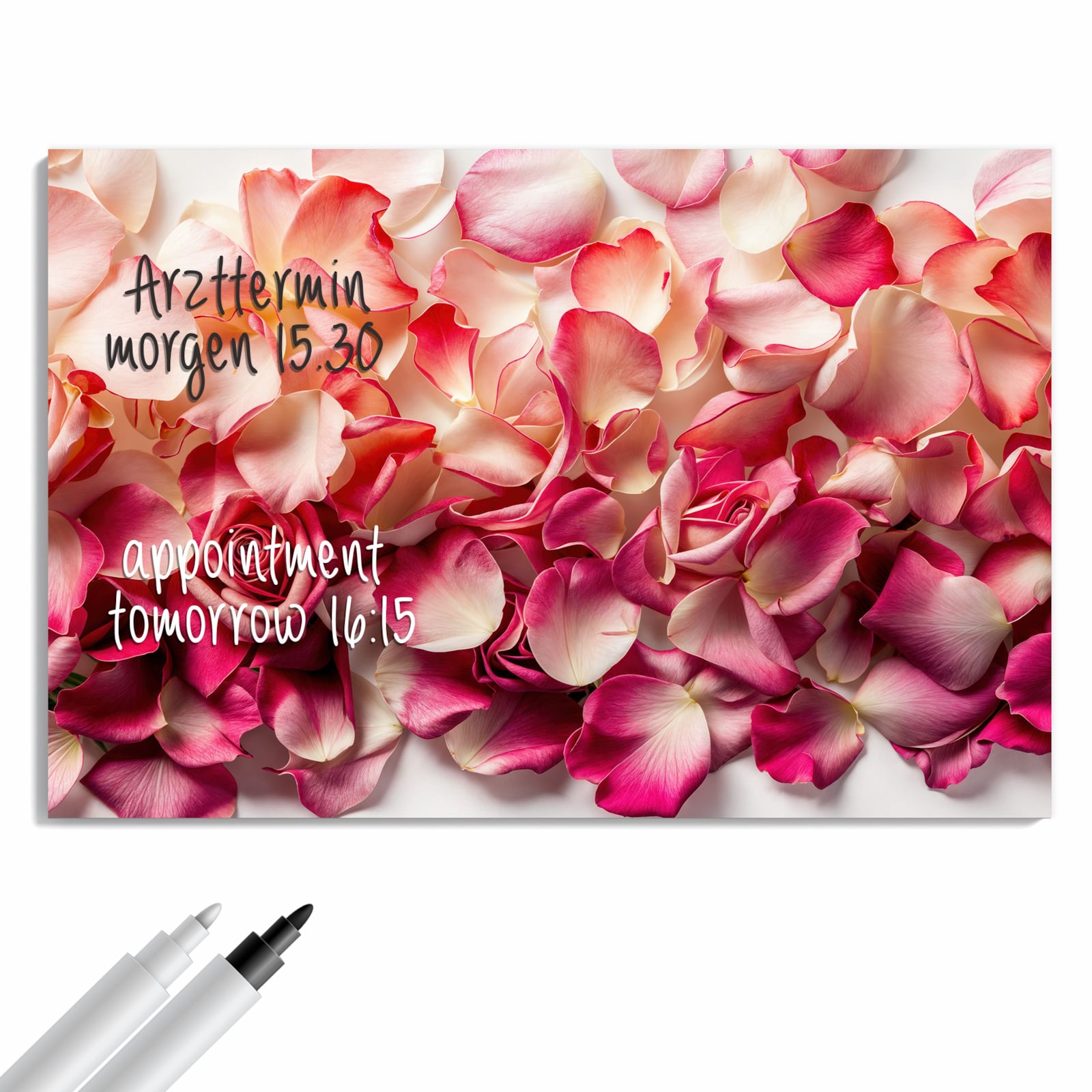 Magnetická tabule s motivem Barevné lístky růží 90 x 60