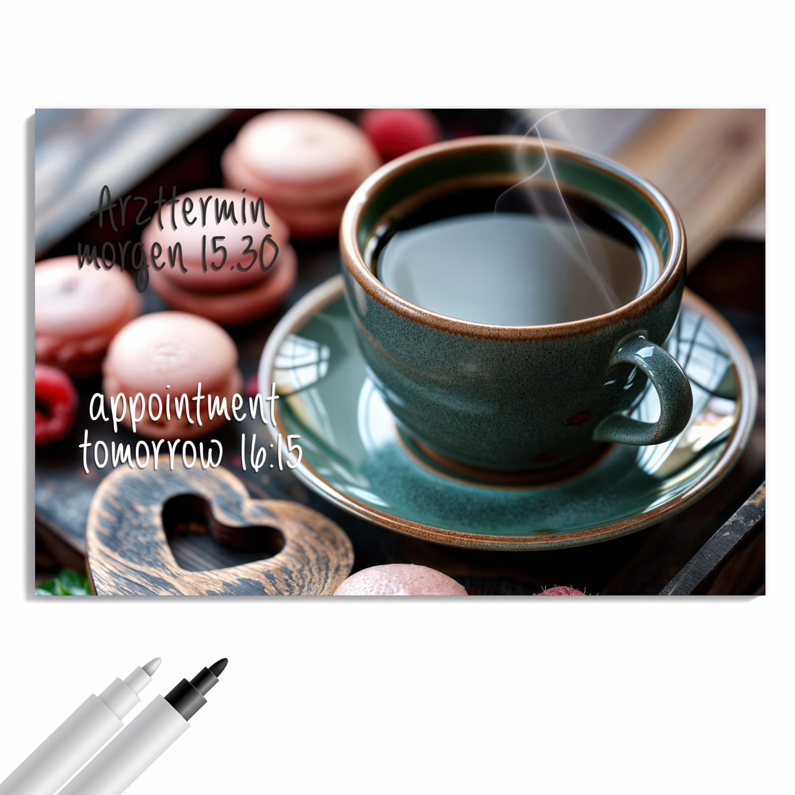 Magnetická tabule s motivem Káva a makronky 60 x 40