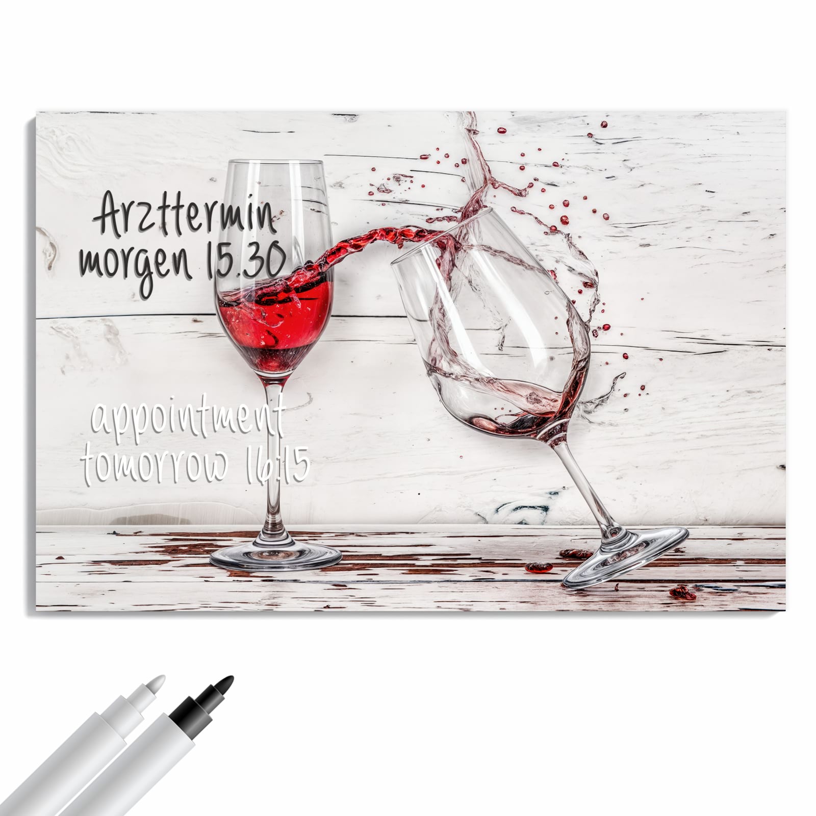 Magnetická tabule s motivem Sklenice červeného vína 90 x 60