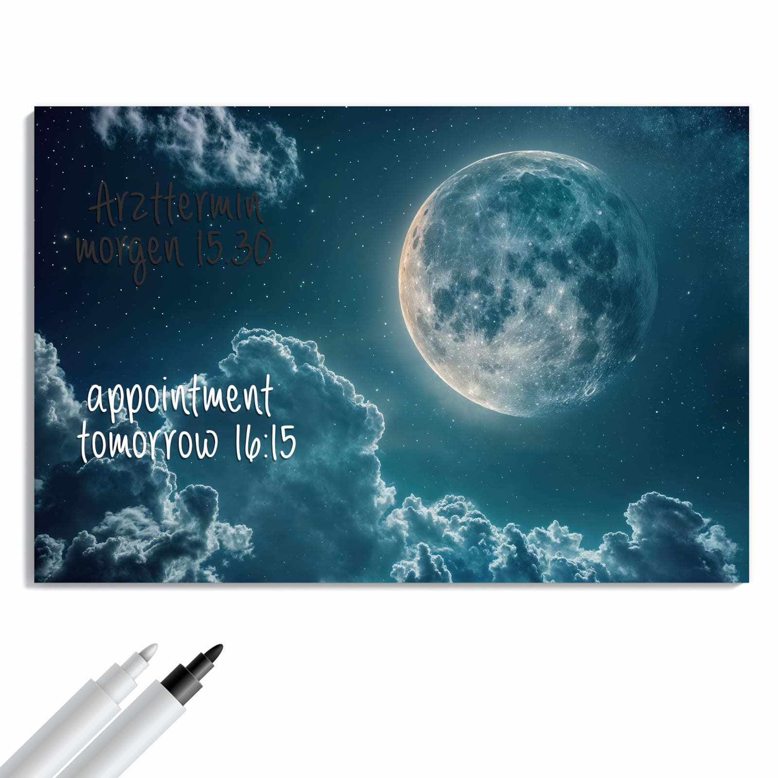 Magnetická tabule – obraz na zeď Měsíc a mraky | 90 × 60 cm