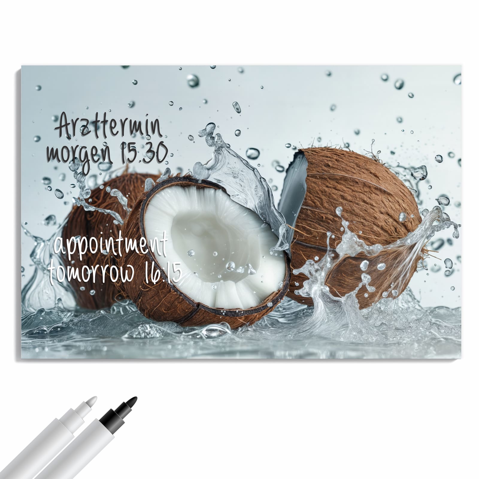 Magnetická tabule – obraz na zeď Kokos a šplouchnutí vody | 60 × 40 cm