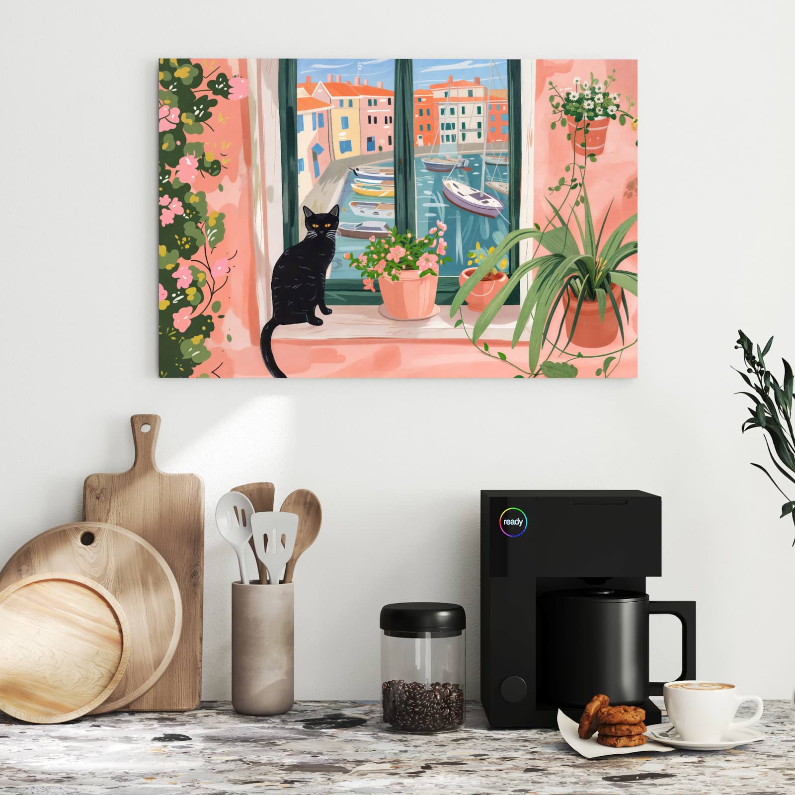 Magnetická tabule s motivem Kočka v okně 60 x 40