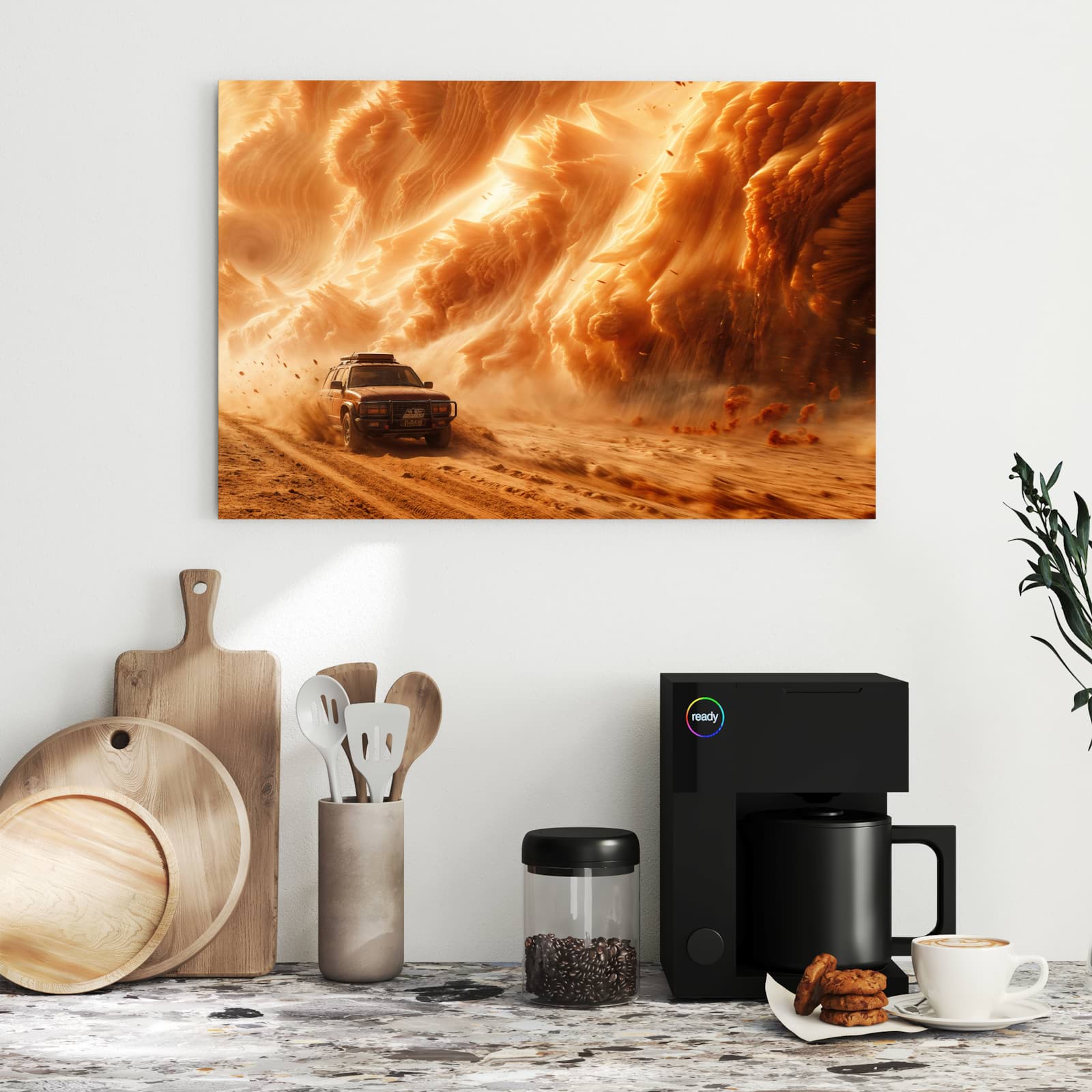 Magnetická tabule s motivem Jeep v písečné bouři 60 x 40