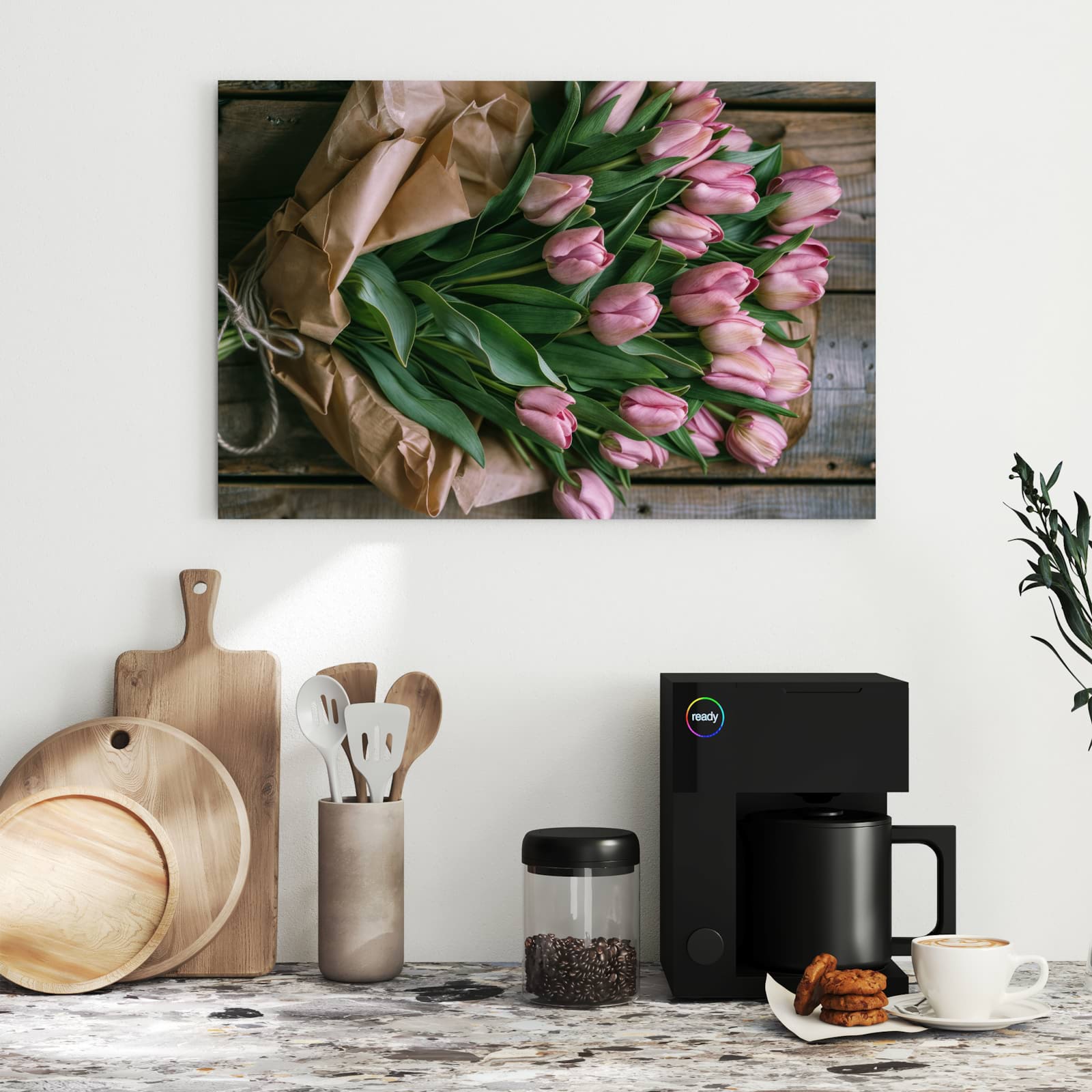 Magnetická tabule s motivem Růžová kytice tulipánů 60 x 40