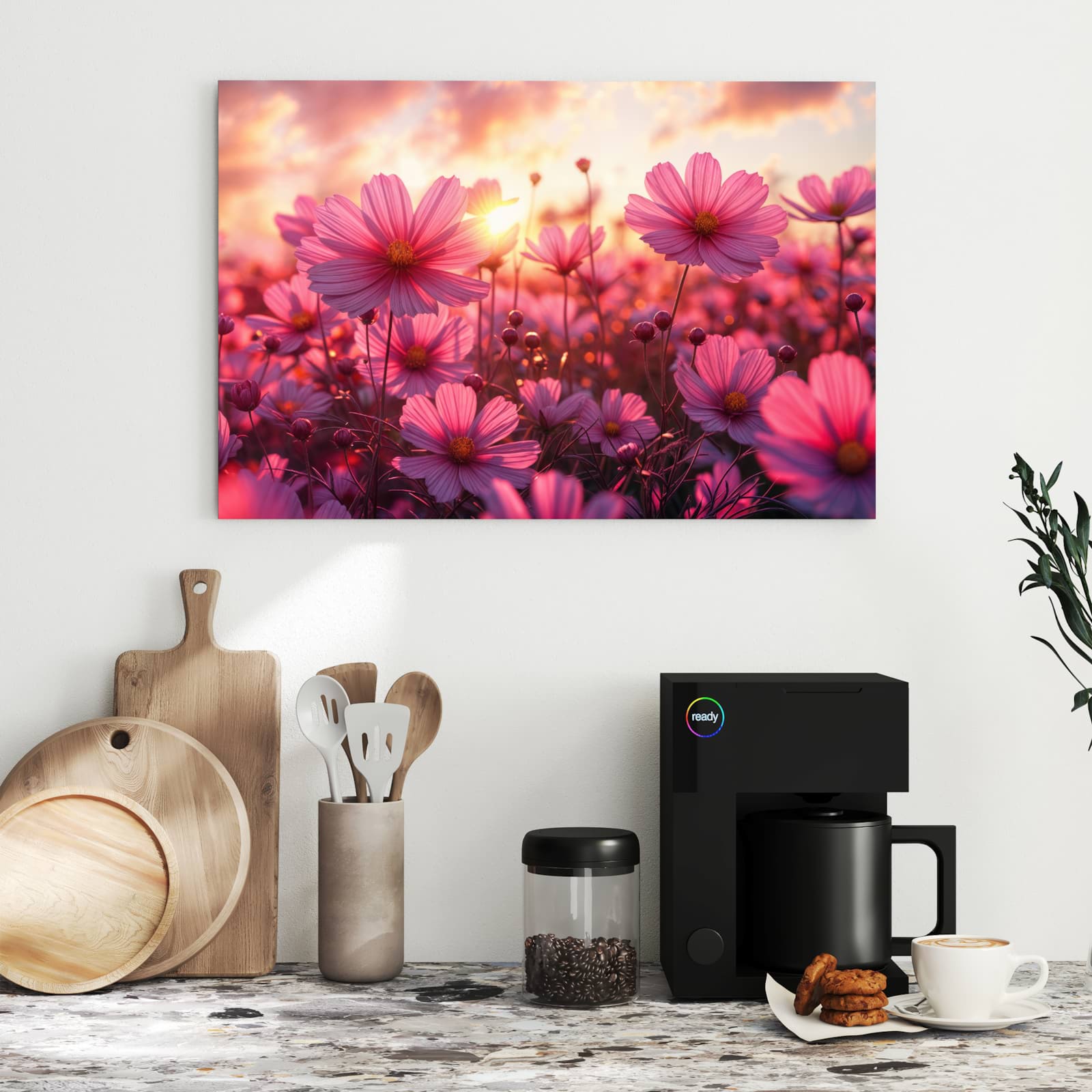 Magnetická tabule s motivem Květinové pole při západu slunce 60 x 40