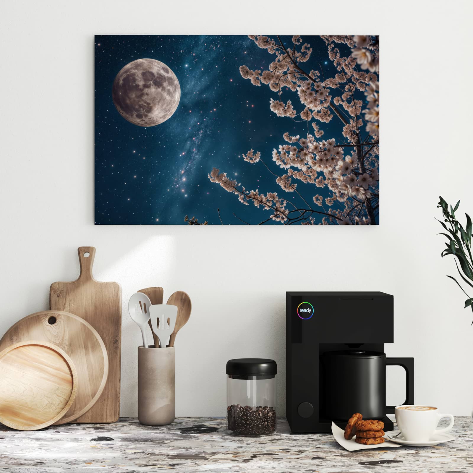 Magnetická tabule s motivem Květy v měsíčním světle 60 x 40