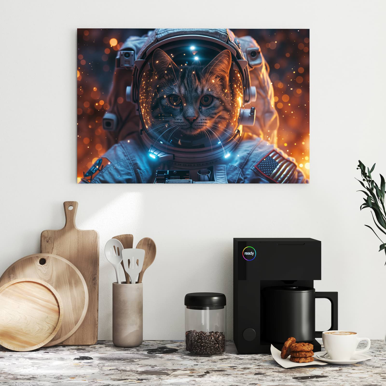 Magnetická tabule s motivem Kočka ve skafandru 60 x 40