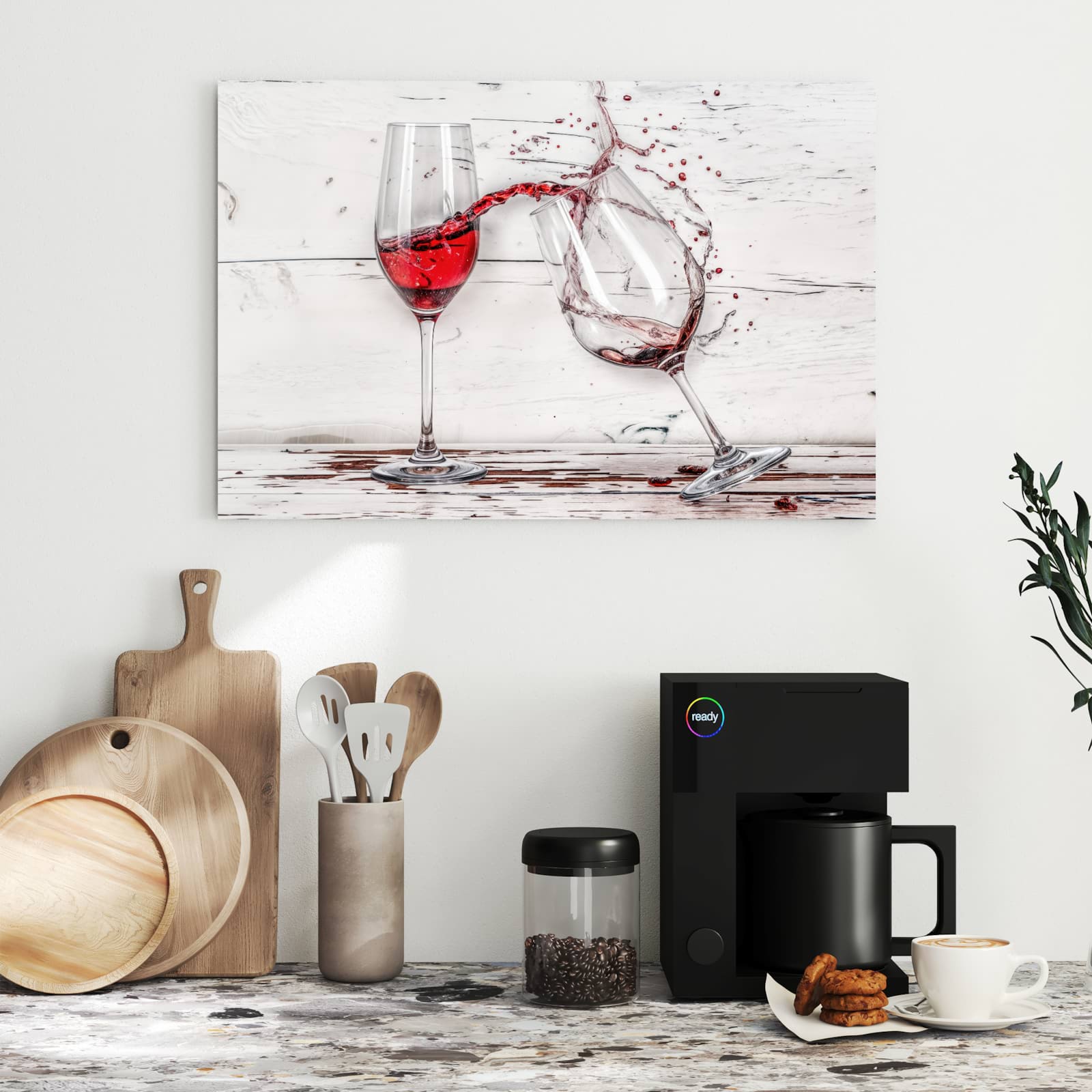 Magnetická tabule s motivem Sklenice červeného vína 60 x 40