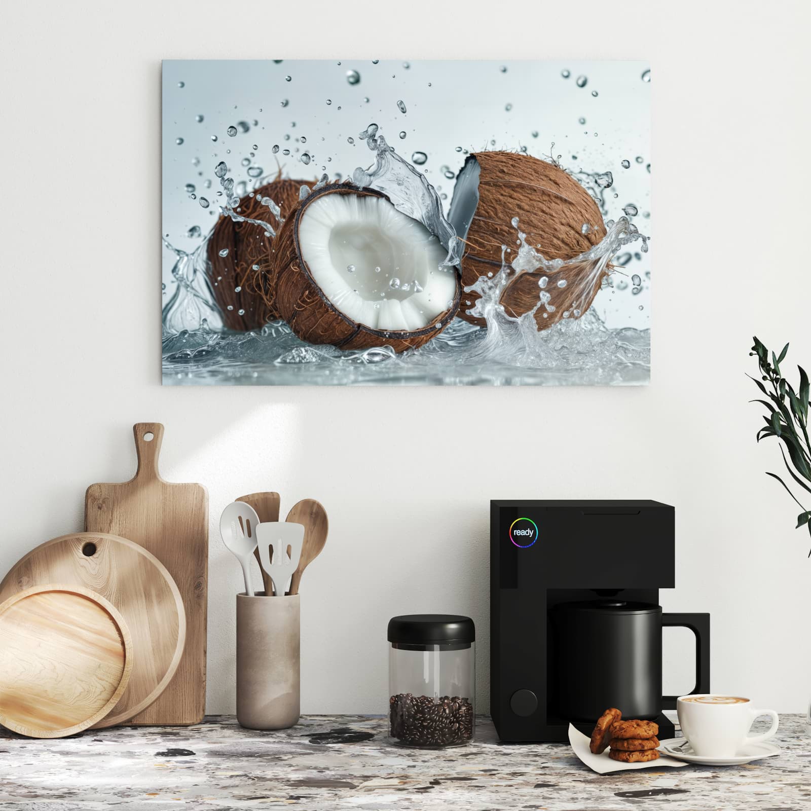 Magnetická tabule – obraz na zeď Kokos a šplouchnutí vody | 60 × 40 cm