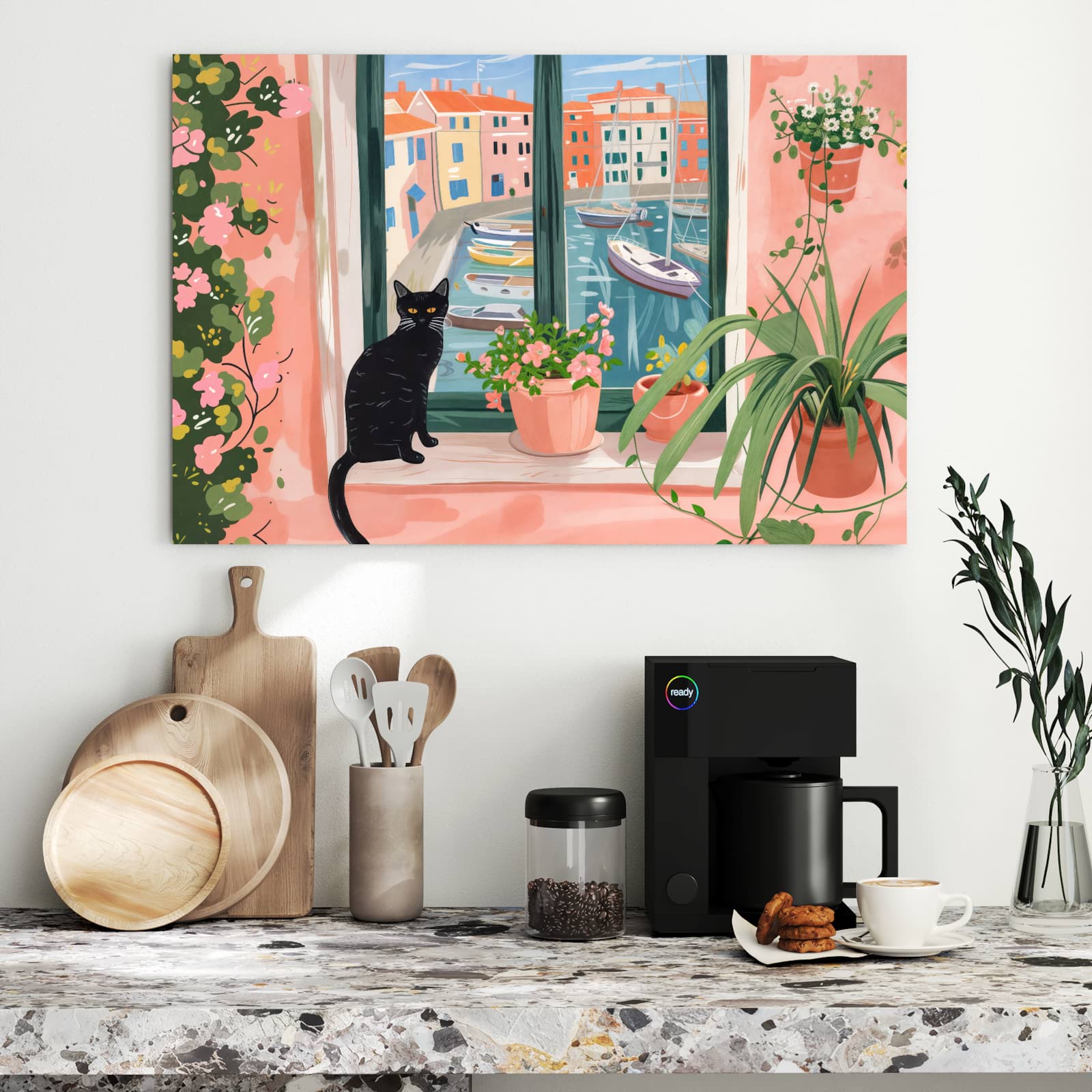 Magnetická tabule s motivem Kočka v okně 90 x 60