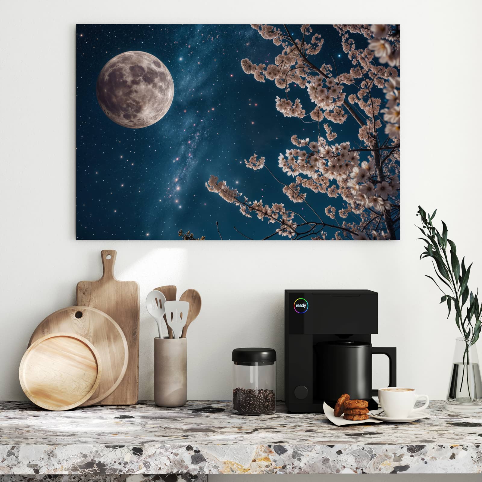 Magnetická tabule s motivem Květy v měsíčním světle 90 x 60