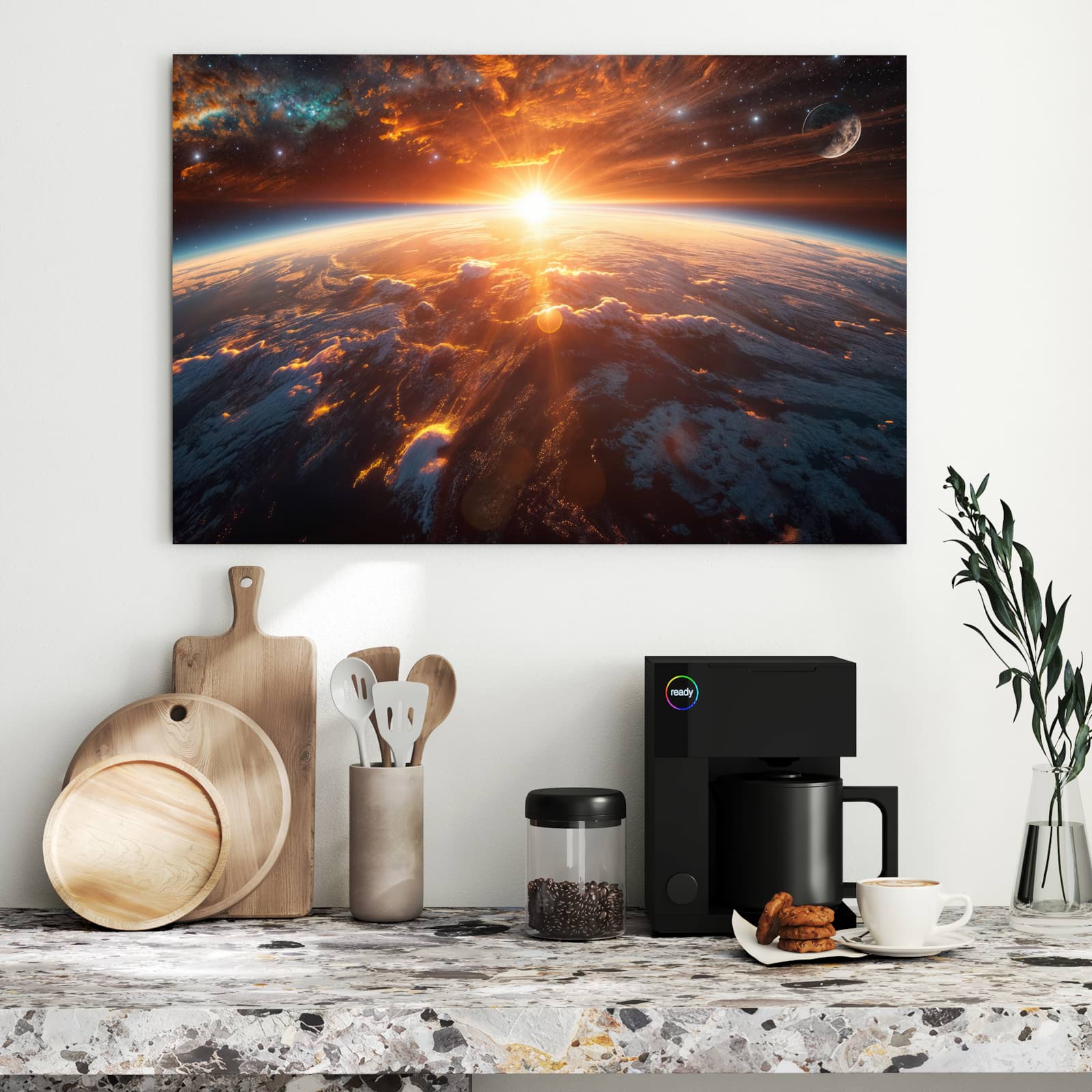 Magnetická tabule s motivem Východ slunce nad Zemí 90 x 60