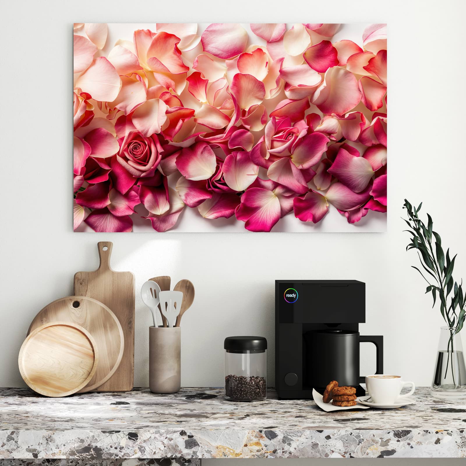 Magnetická tabule s motivem Barevné lístky růží 90 x 60