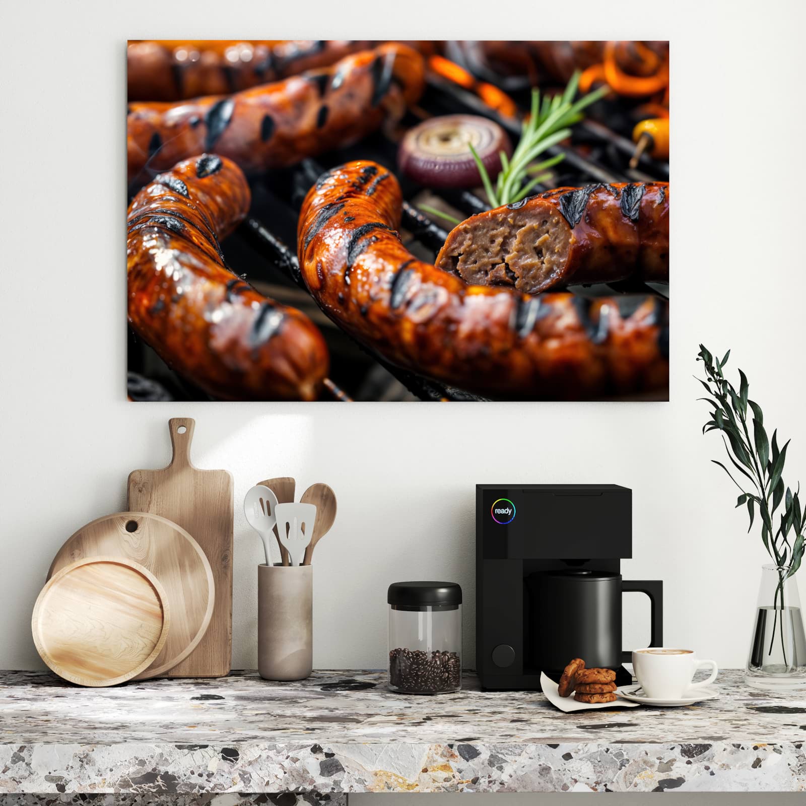 Magnetická tabule s motivem BBQ klobása 90 x 60