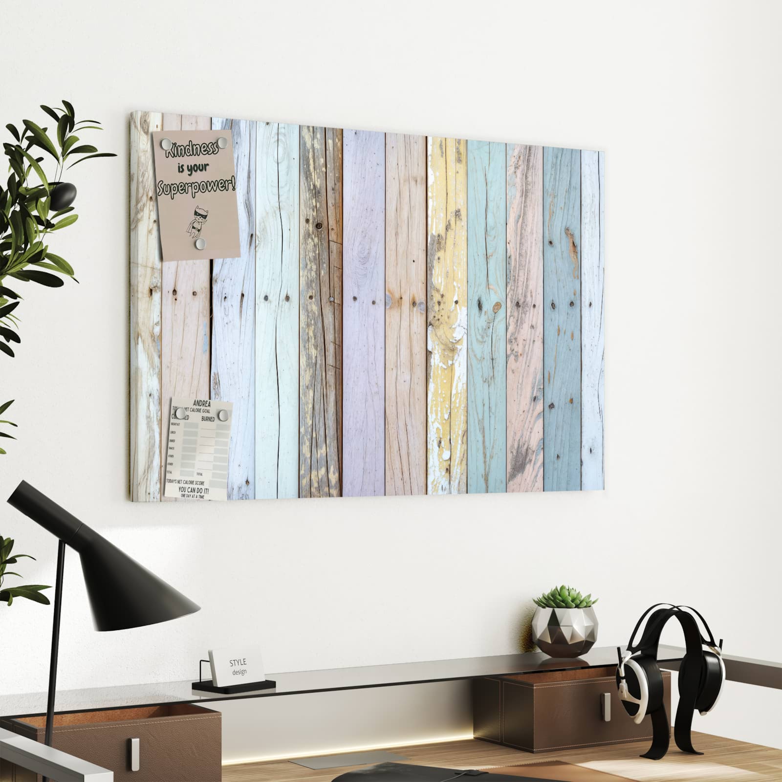 Magnetická tabule s motivem Barevná dřevěná prkna 60 x 40