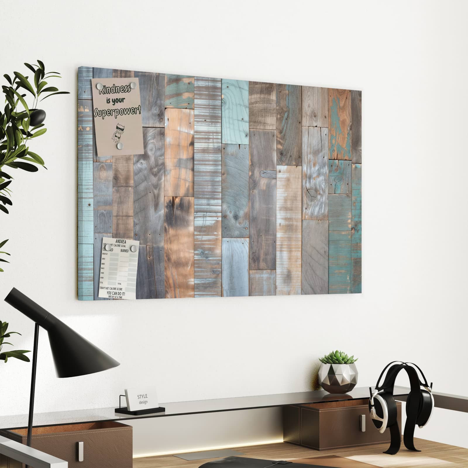 Magnetická tabule s motivem Vintage dřevěný dekor 60 x 40
