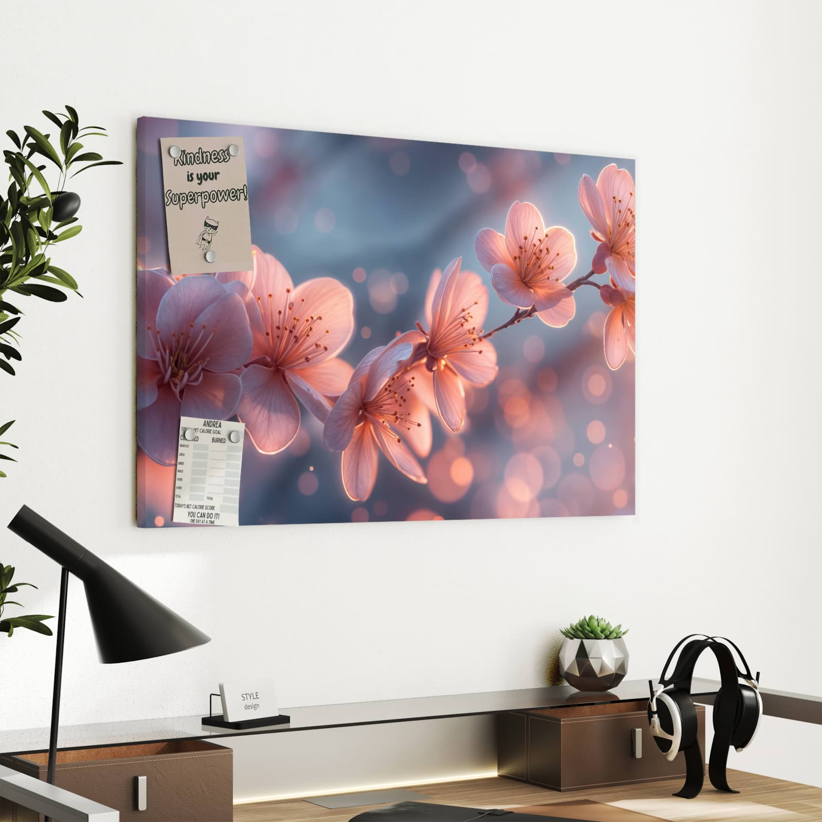 Magnetická tabule s motivem Rozkvetlá větev 60 x 40