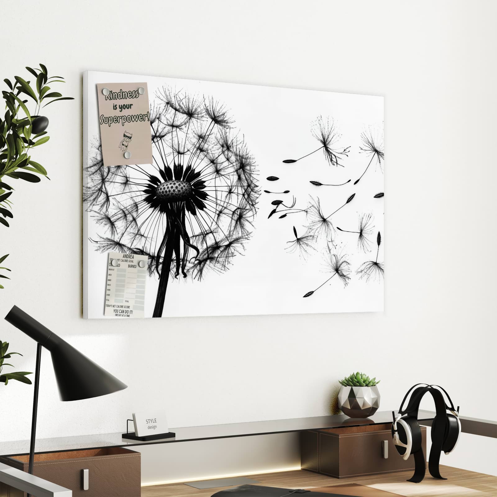 Magnetická tabule s motivem Pampeliška 60 x 40