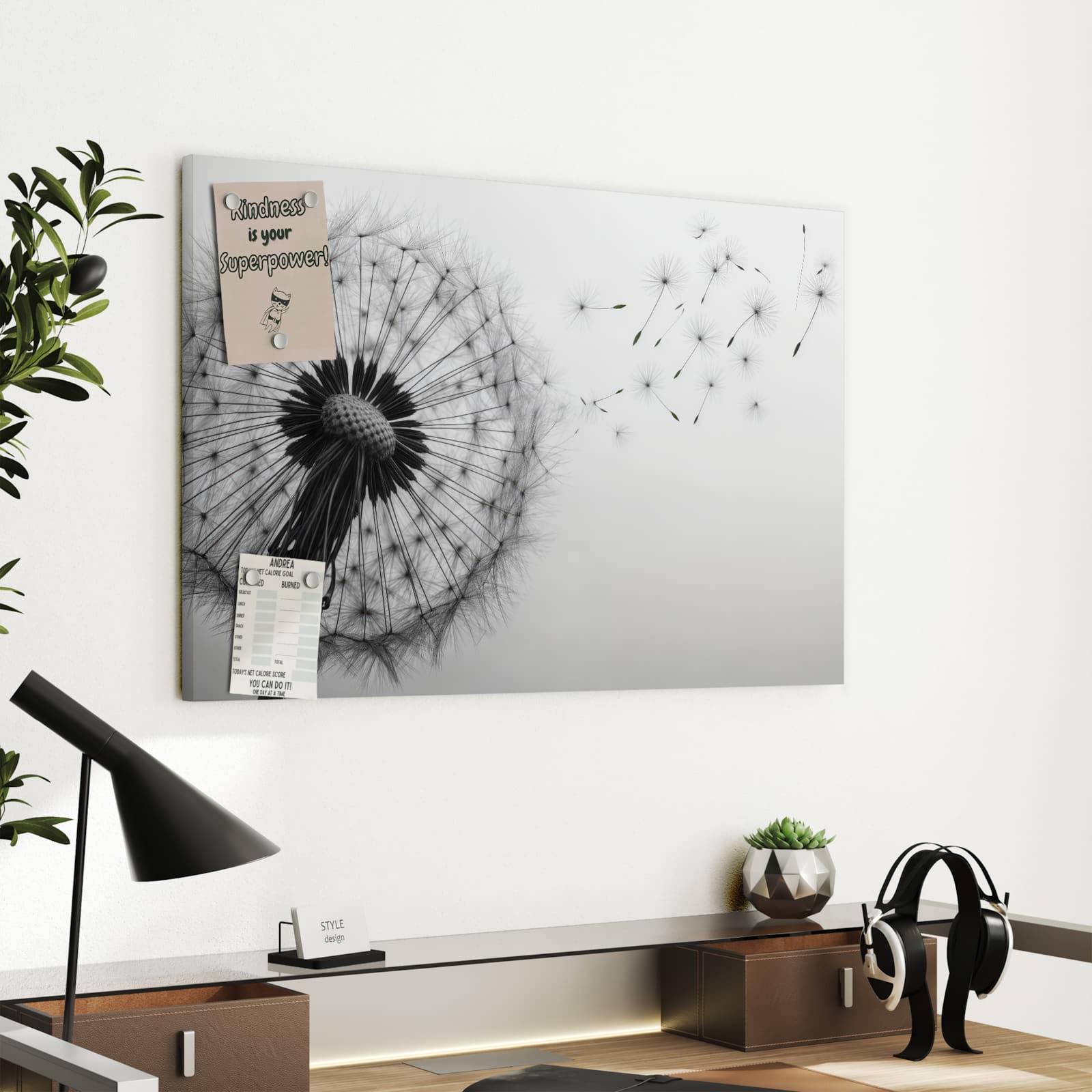 Magnetická tabule s motivem Pampeliška ve větru 60 x 40