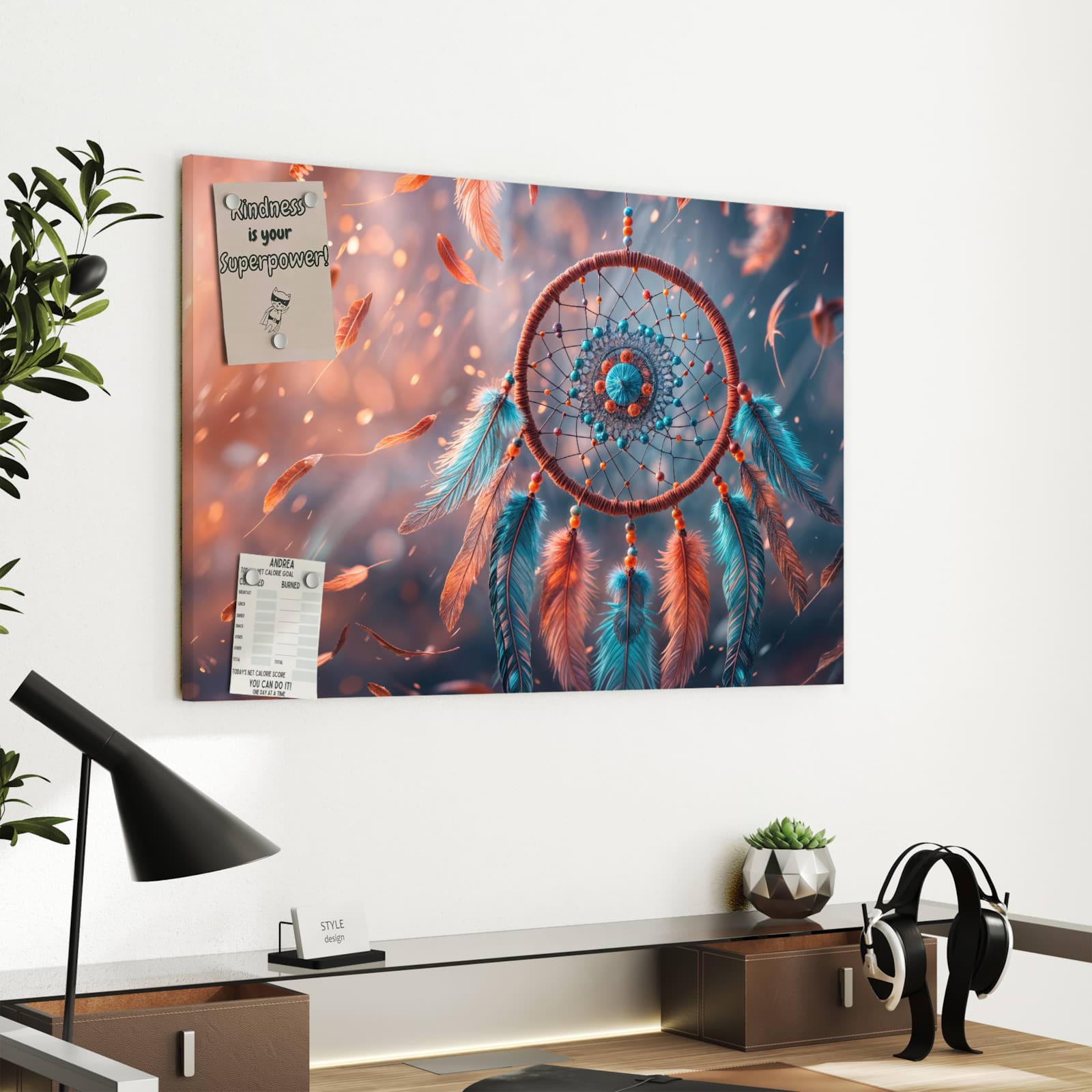 Magnetická tabule s motivem Lapače snů 60 x 40