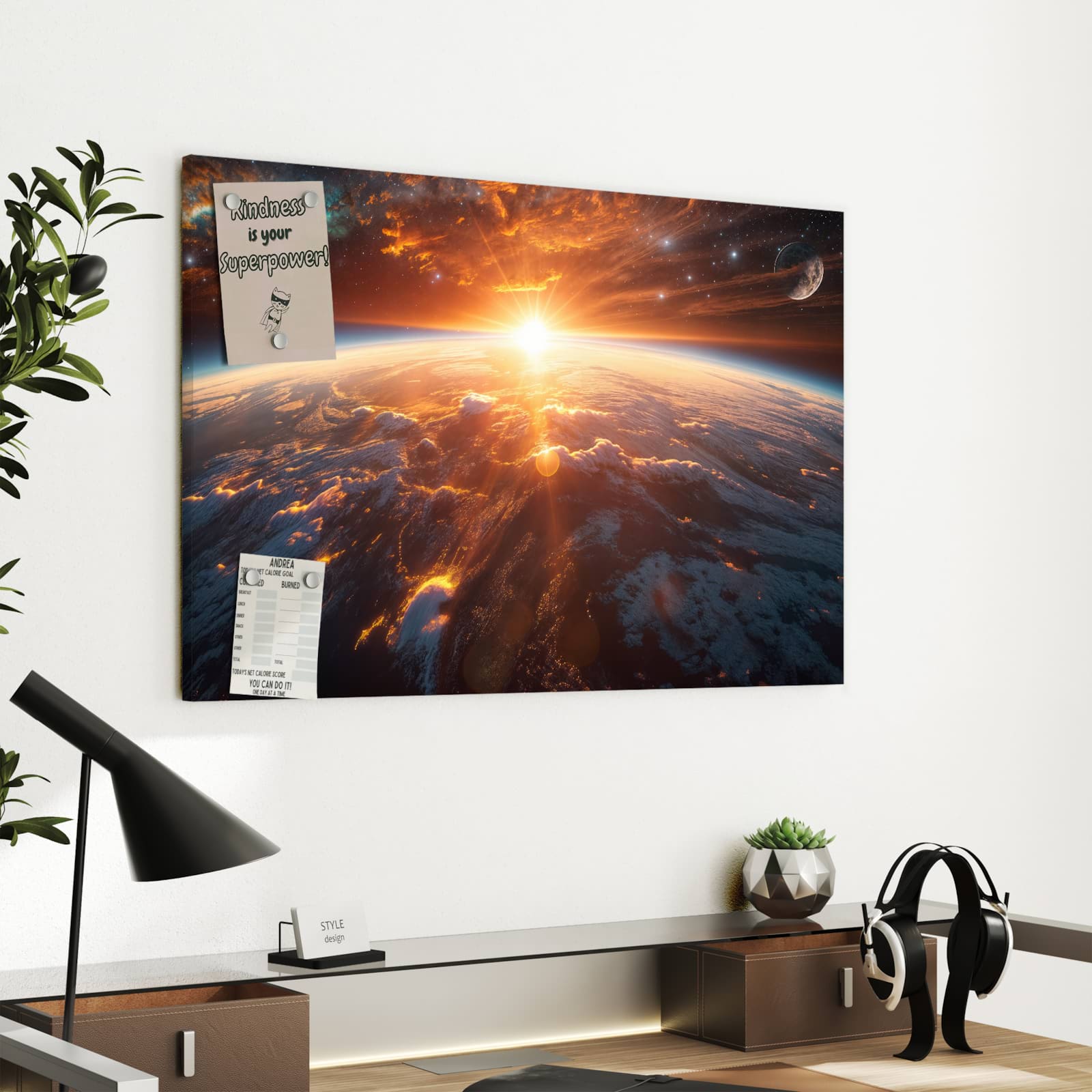 Magnetická tabule s motivem Východ slunce nad Zemí 60 x 40