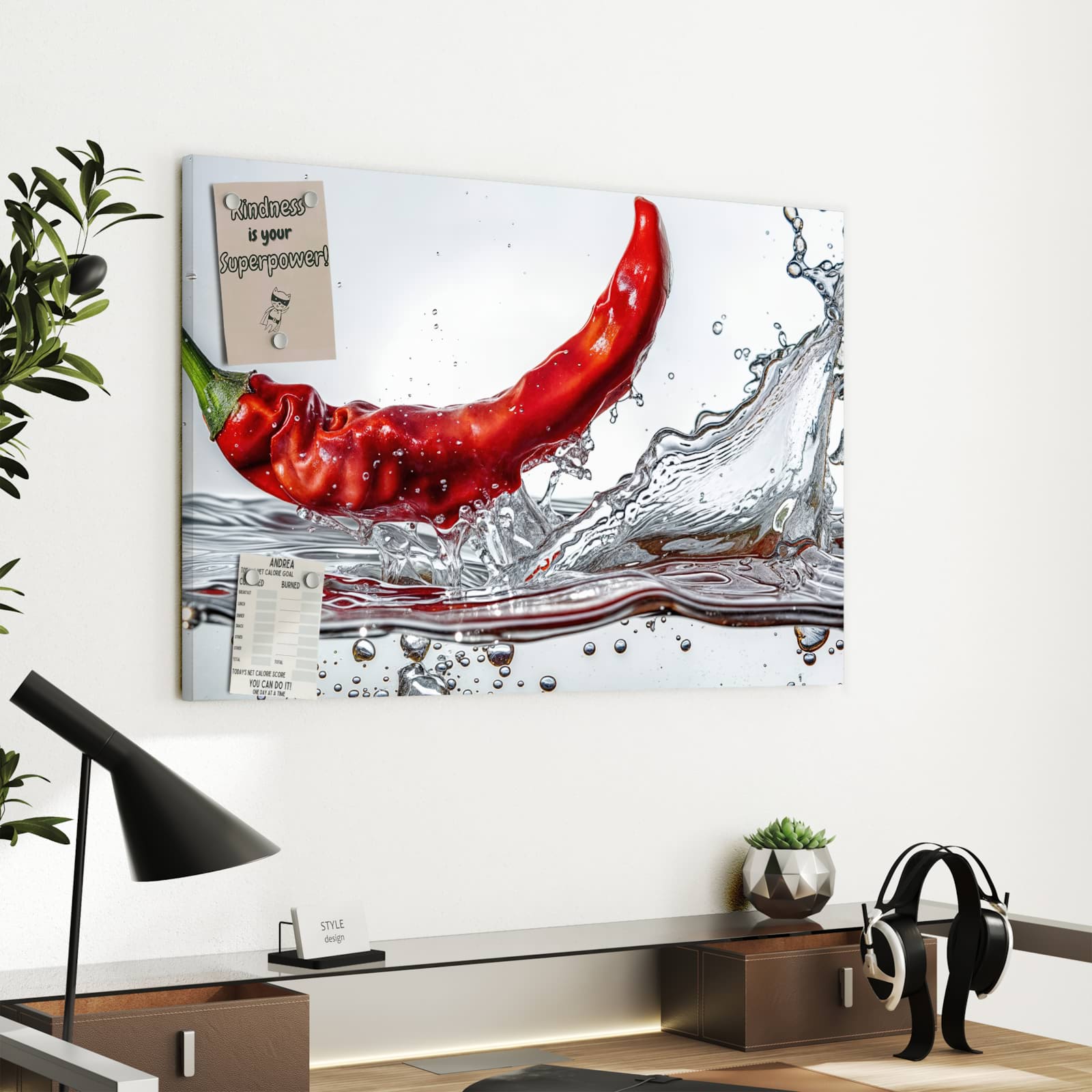 Magnetická tabule s motivem Chili ve vodě 60 x 40