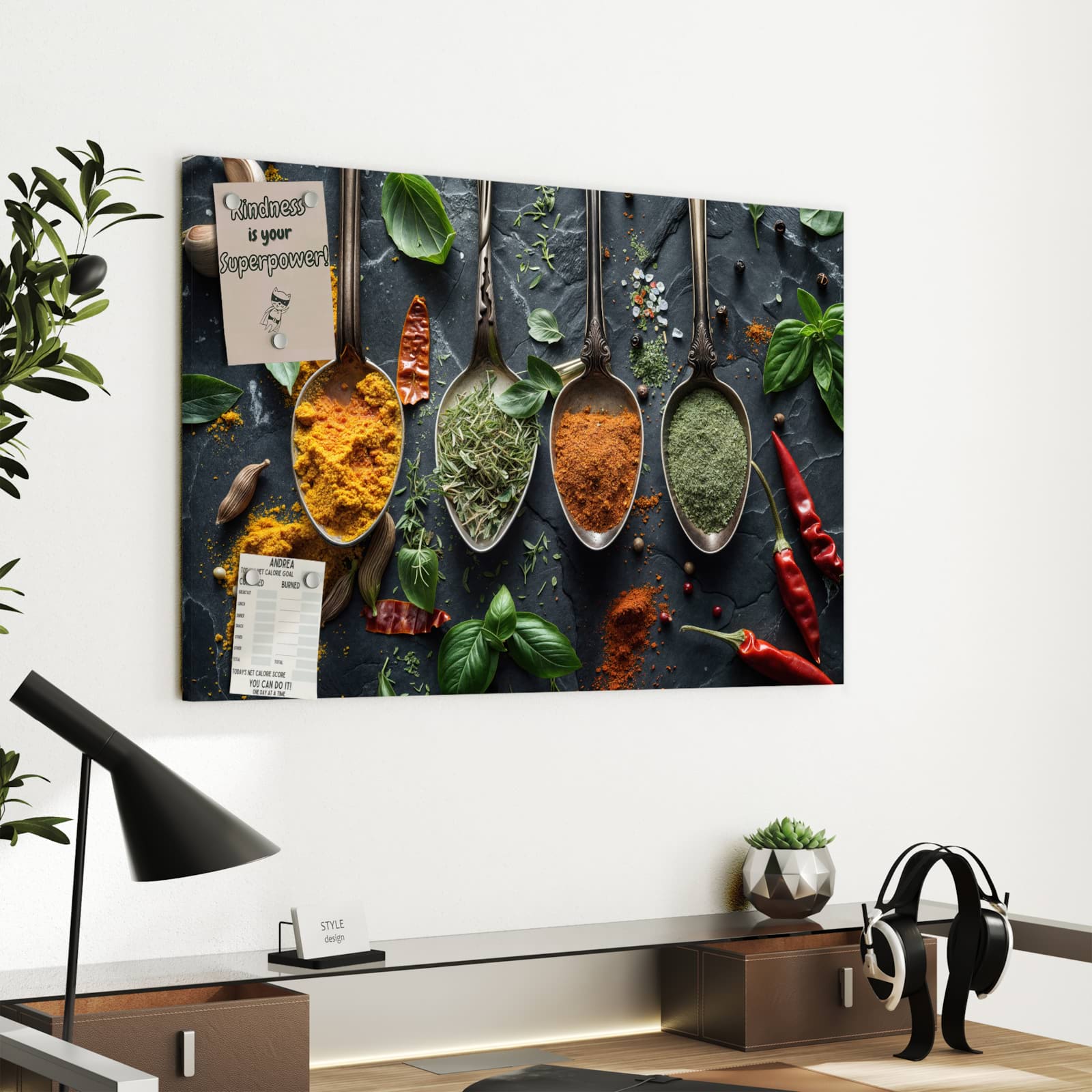 Magnetická tabule s motivem Bylinky a koření 60 x 40