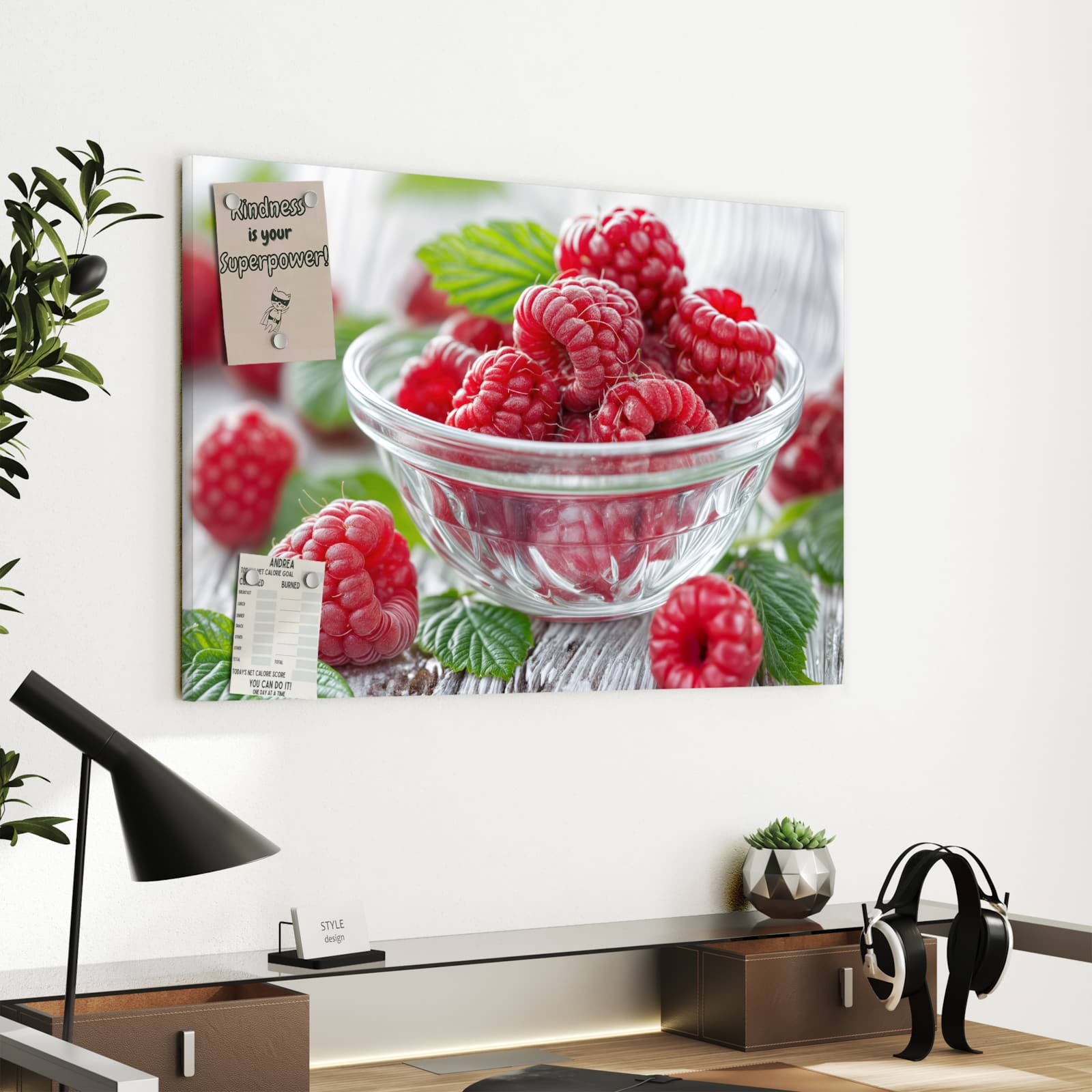 Magnetická tabule s motivem Čerstvé maliny 60 x 40