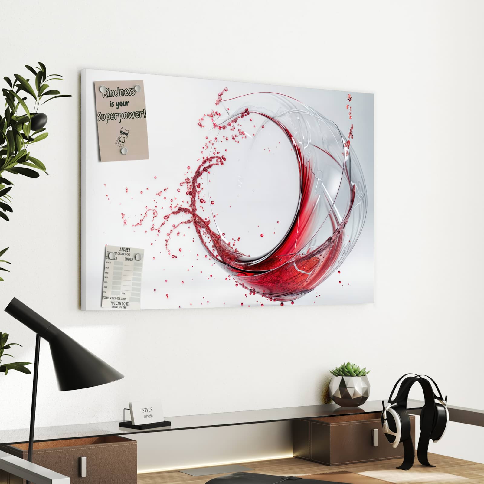 Magnetická tabule s motivem Červené víno 60 x 40