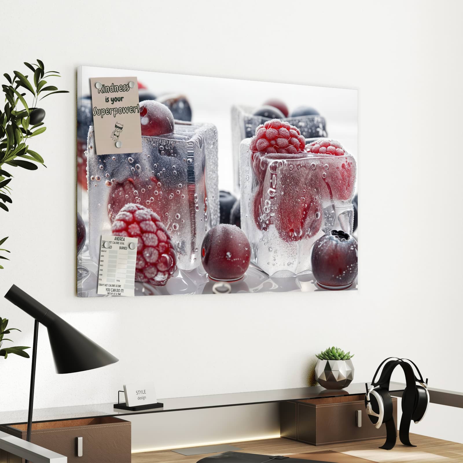 Magnetická tabule s motivem Ovoce v ledu 60 x 40