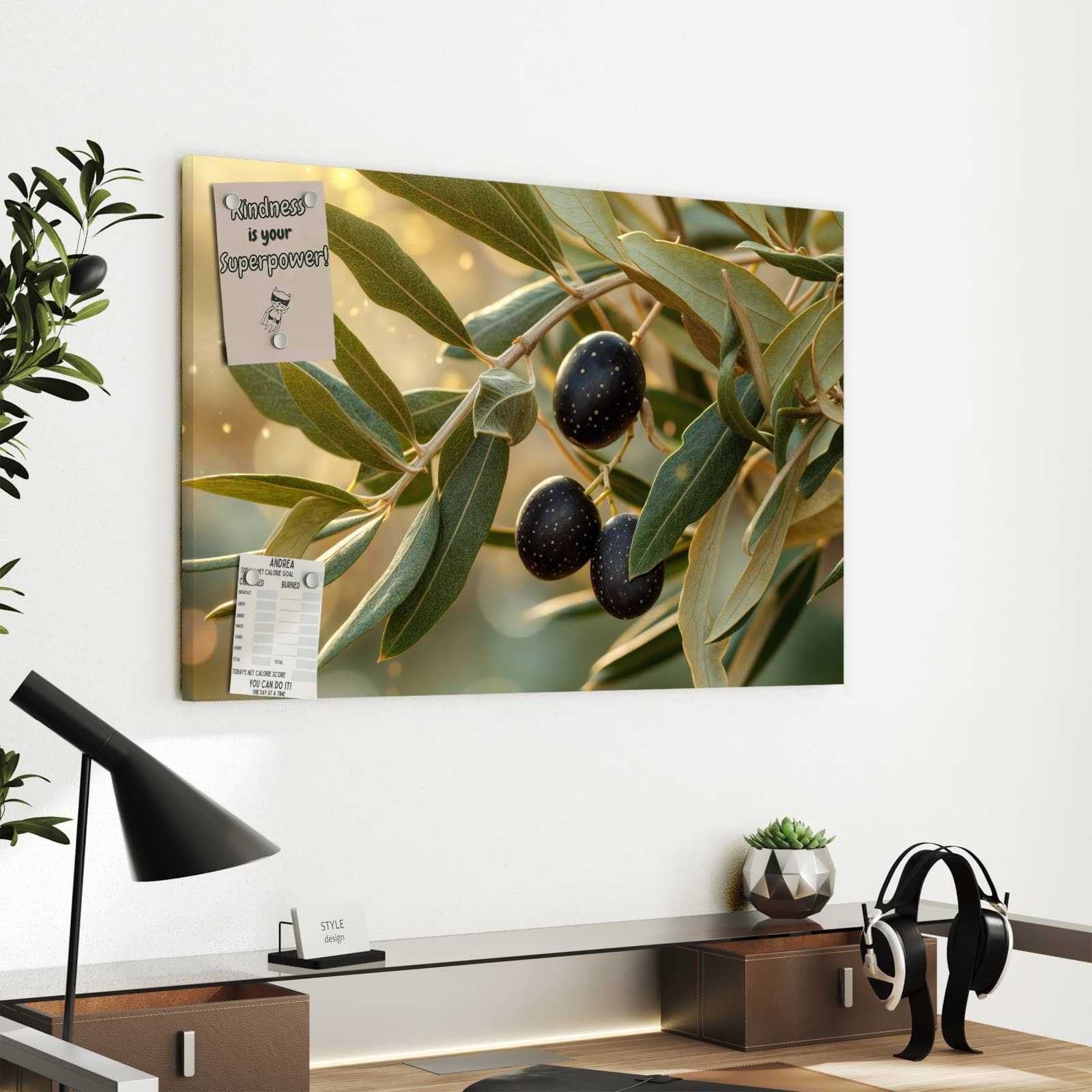 Magnetická tabule s motivem Olivová větev 60 x 40