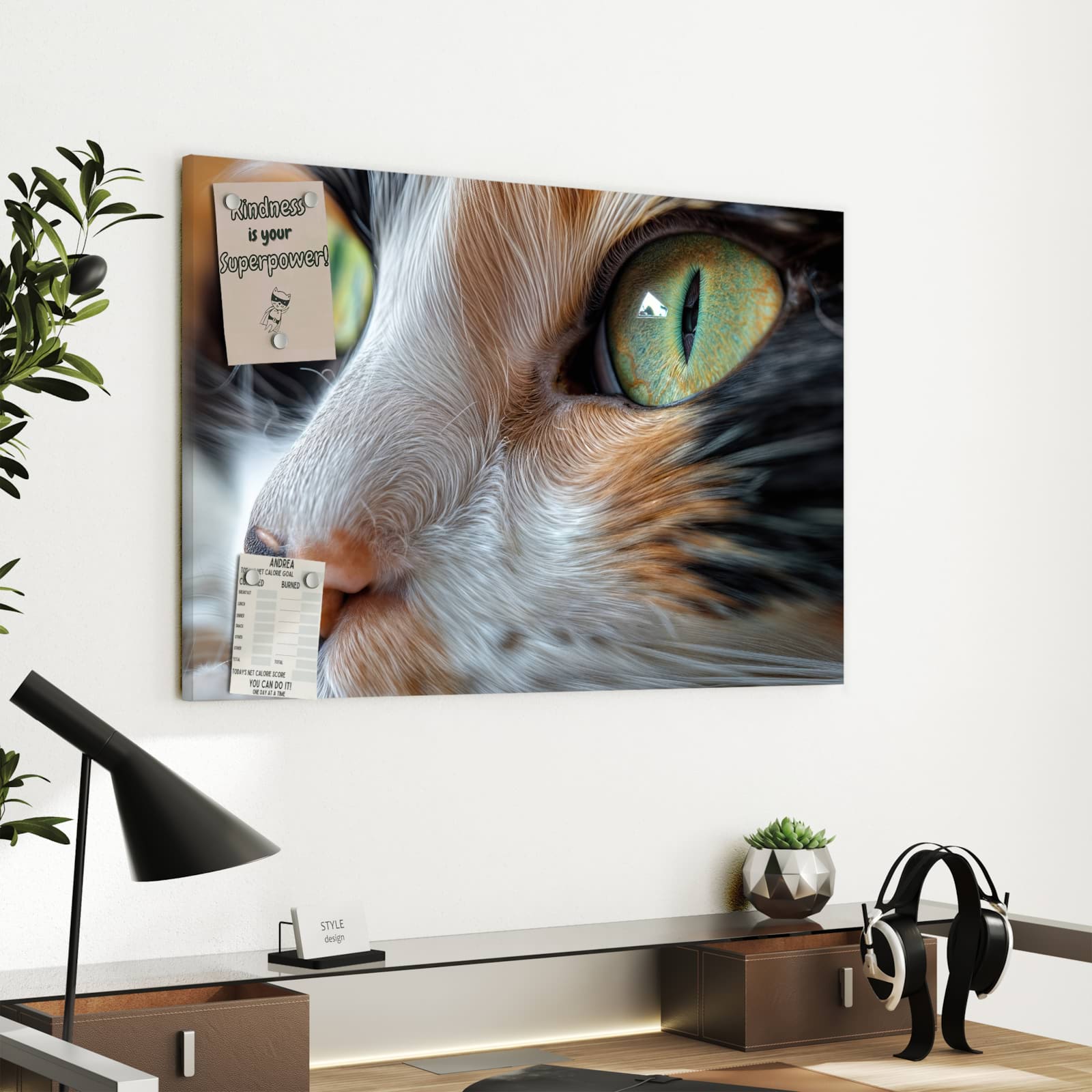 Magnetická tabule s motivem Zelenooká kočka 60 x 40