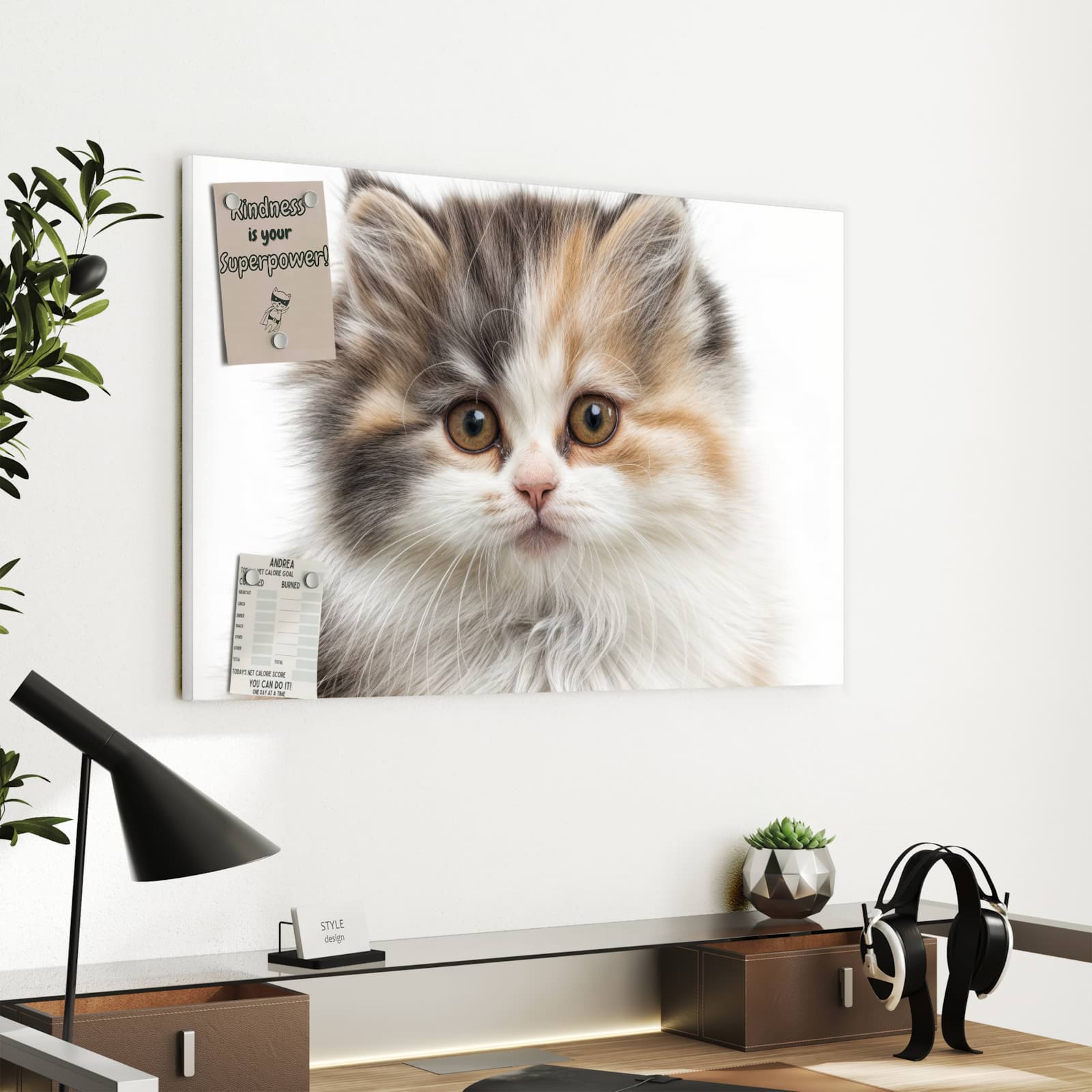 Magnetická tabule s motivem Chlupatá kočka 60 x 40