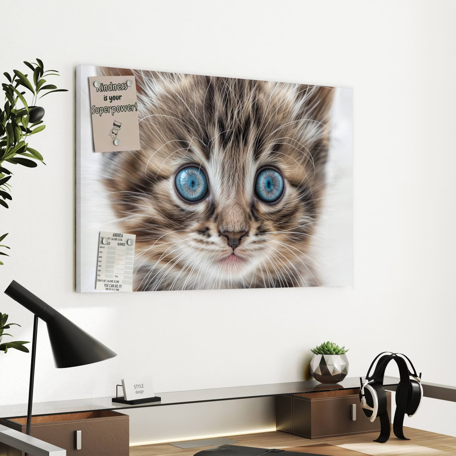 Magnetická tabule s motivem Modrooká kočka 60 x 40