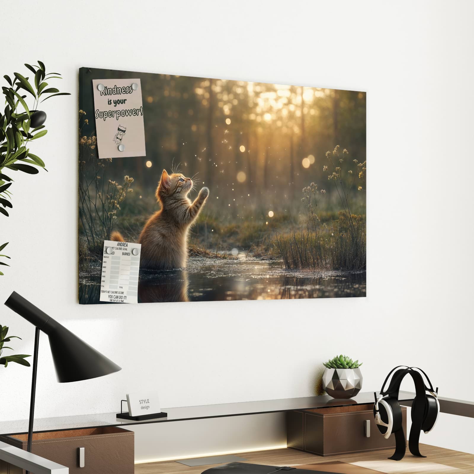 Magnetická tabule – obraz na zeď Kočka a beruška | 60 × 40 cm