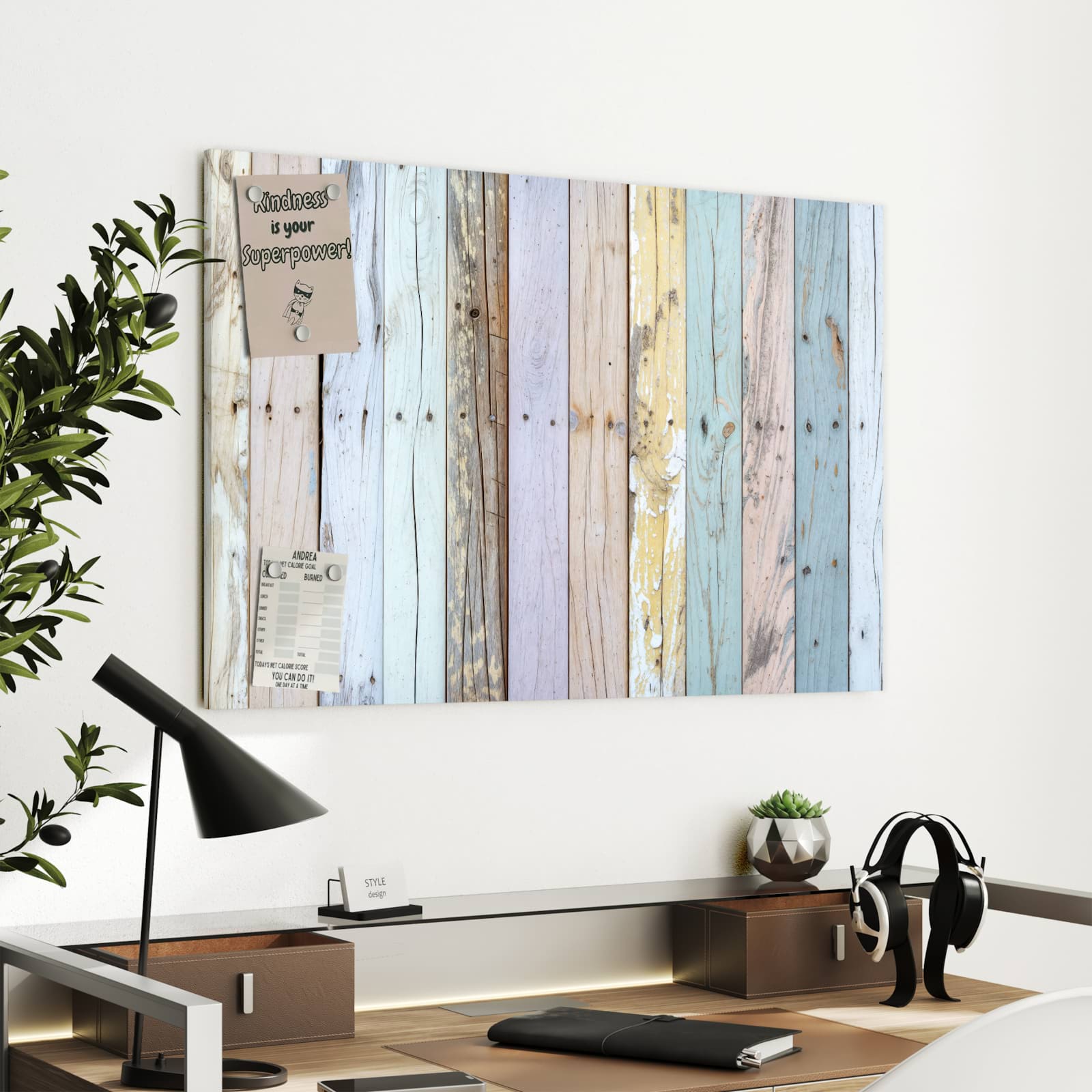 Magnetická tabule s motivem Barevná dřevěná prkna 90 x 60