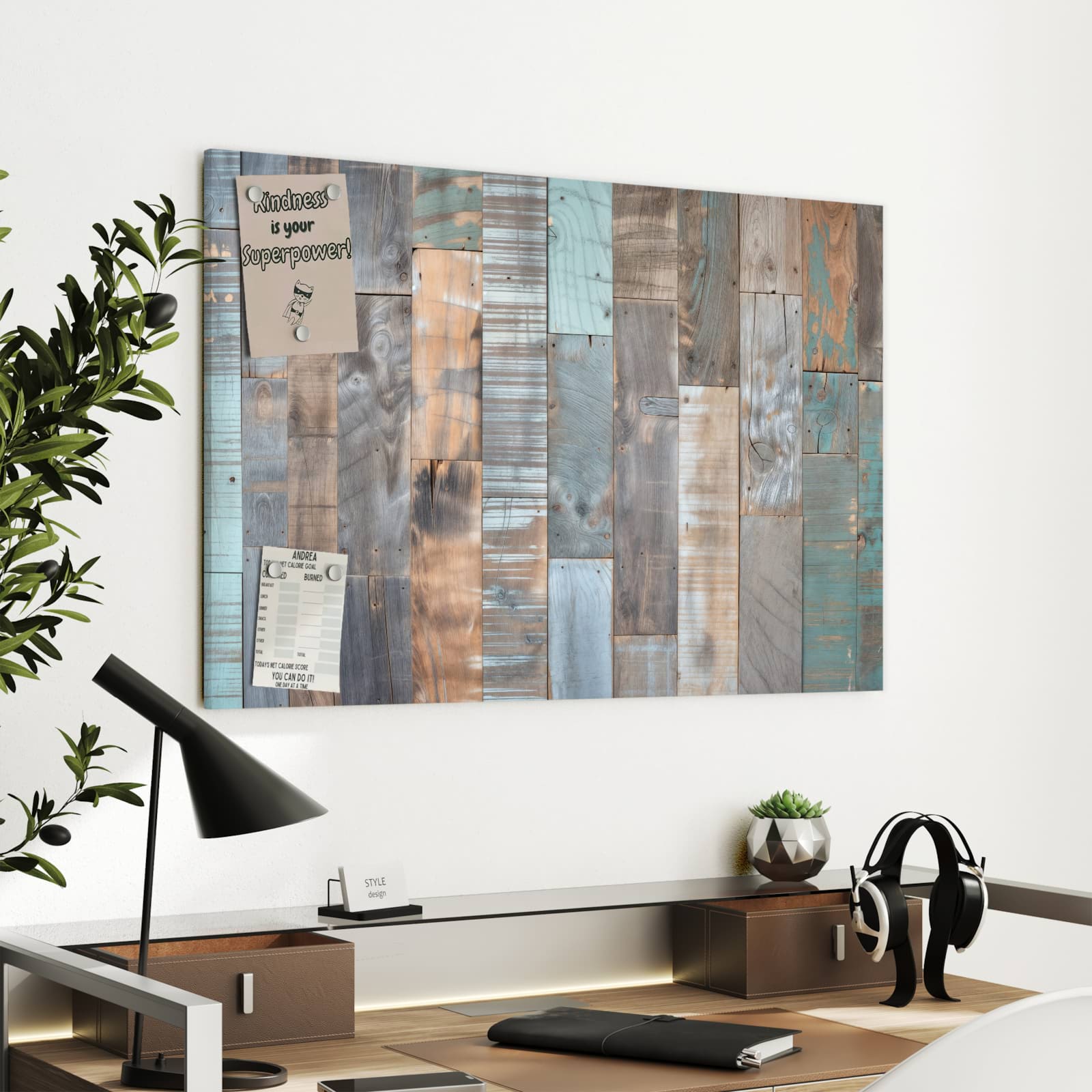 Magnetická tabule s motivem Vintage dřevěný dekor 90 x 60