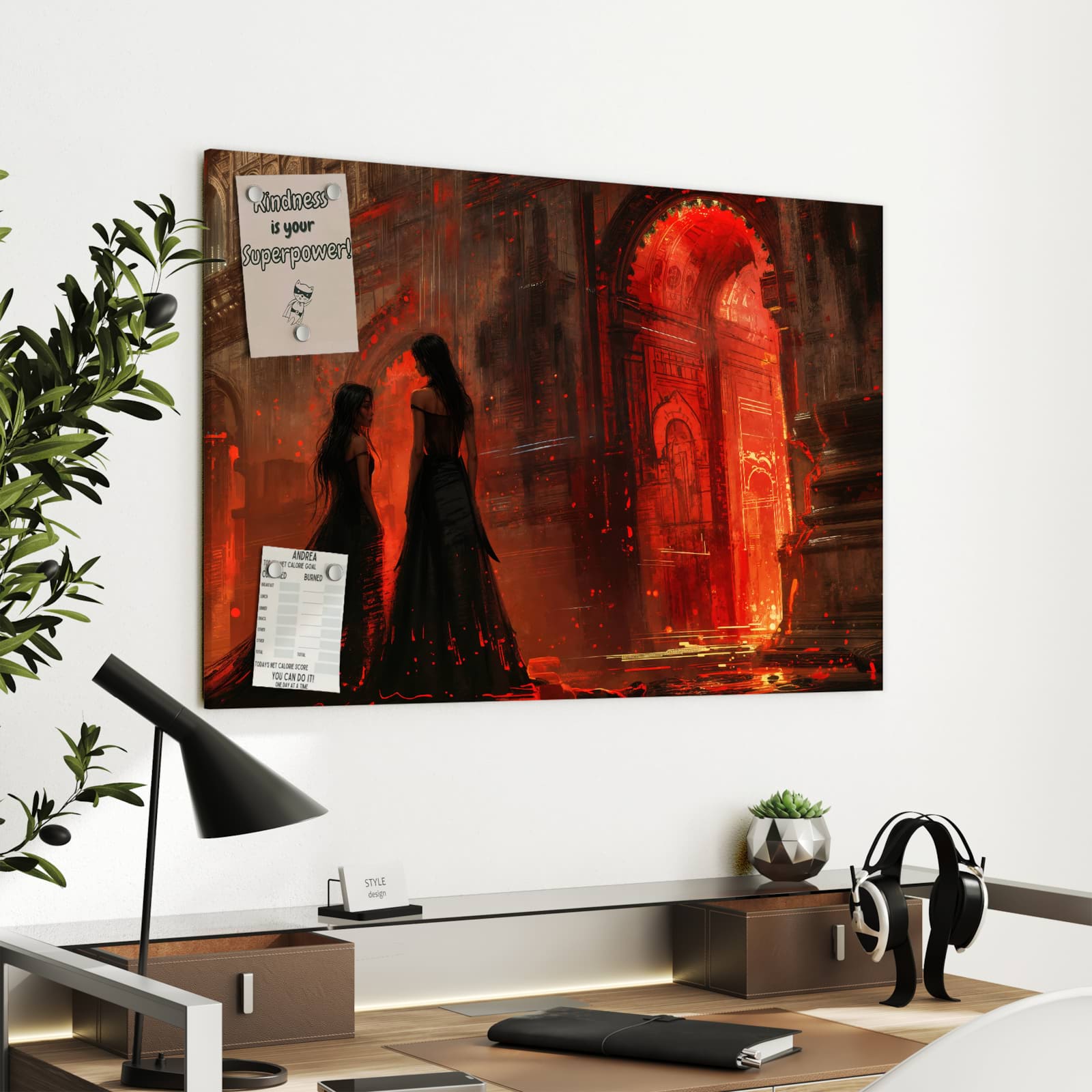 Magnetická tabule s motivem Ohnivý palác 90 x 60