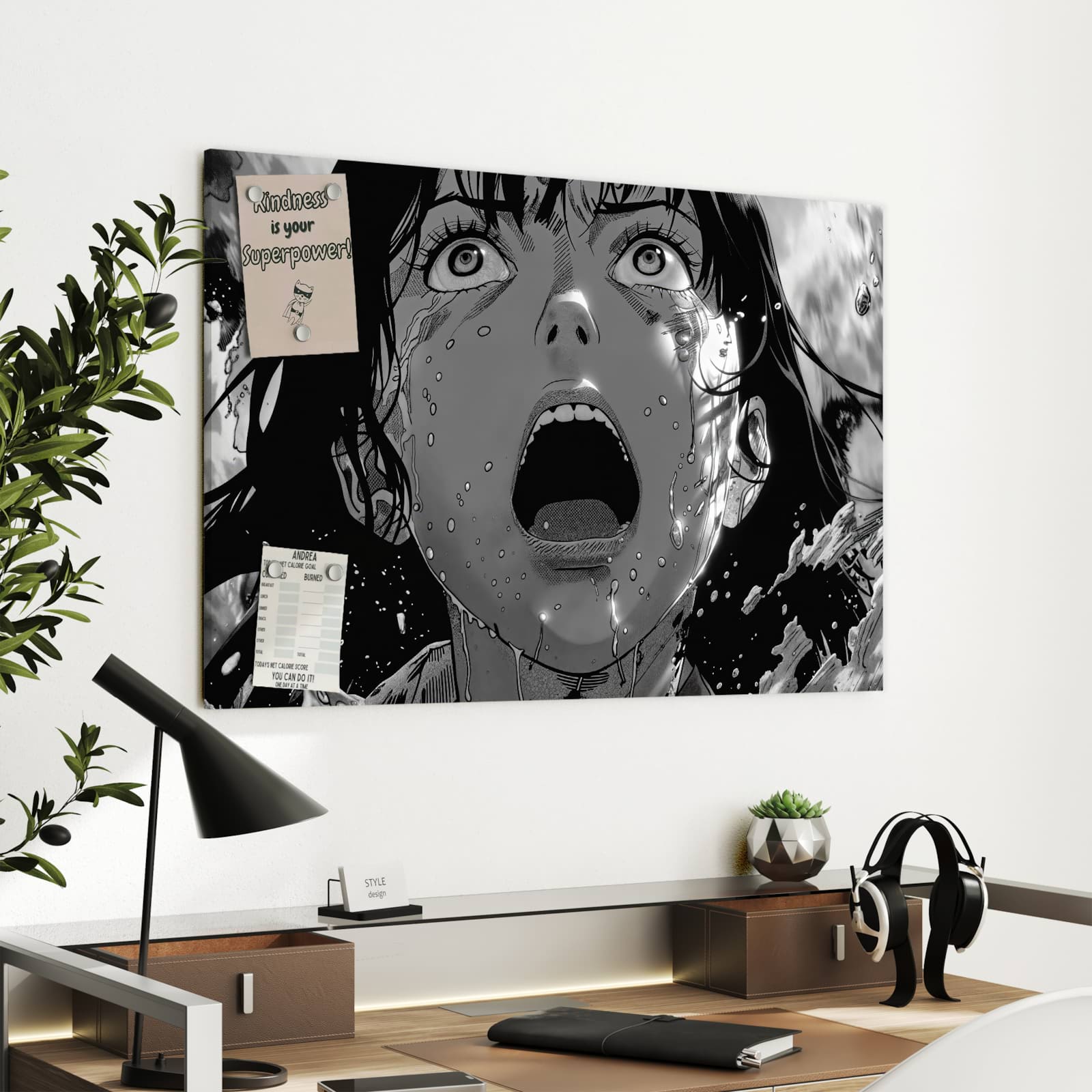 Magnetická tabule s motivem Výkřik emocí 90 x 60