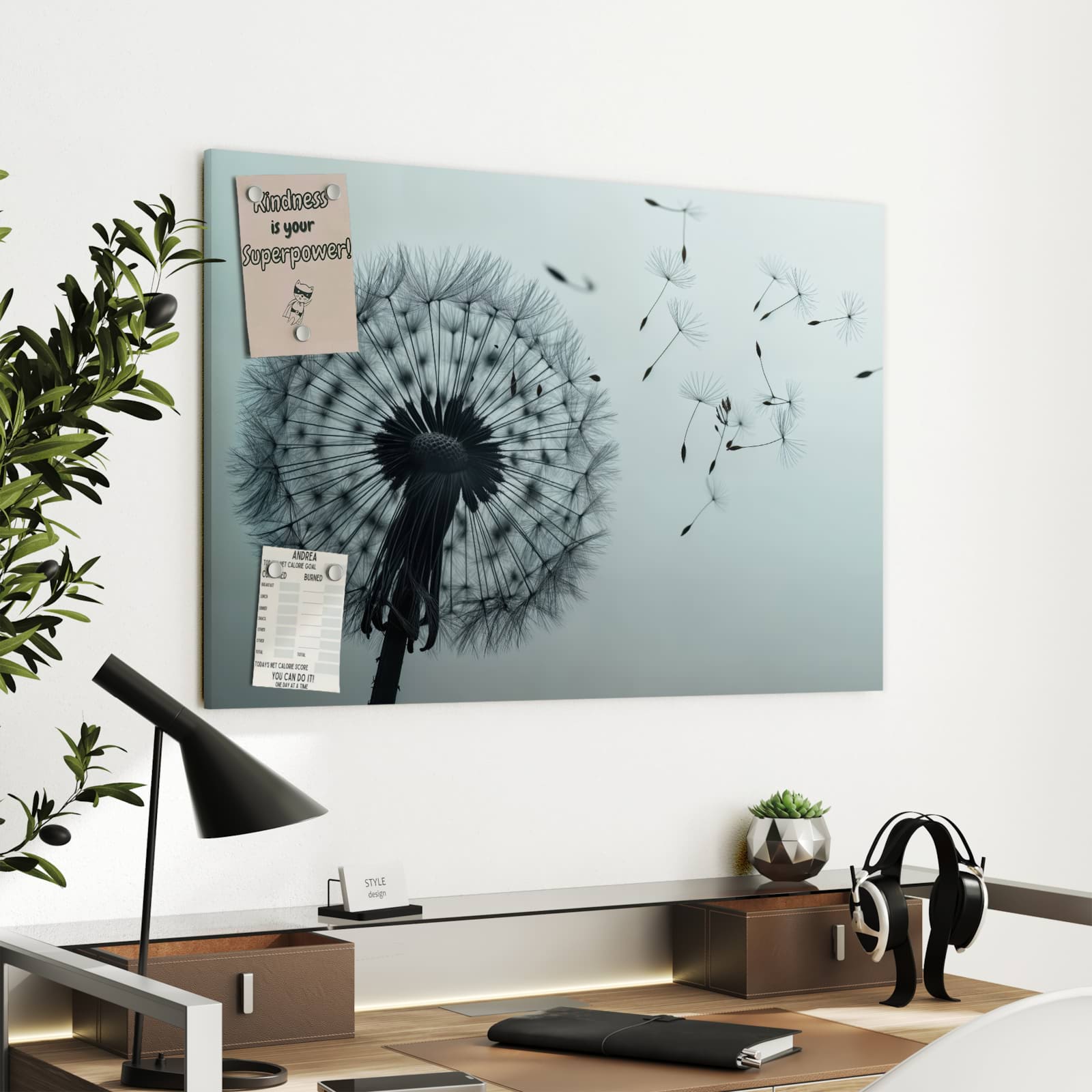Magnetická tabule s motivem Jemná pampeliška 90 x 60