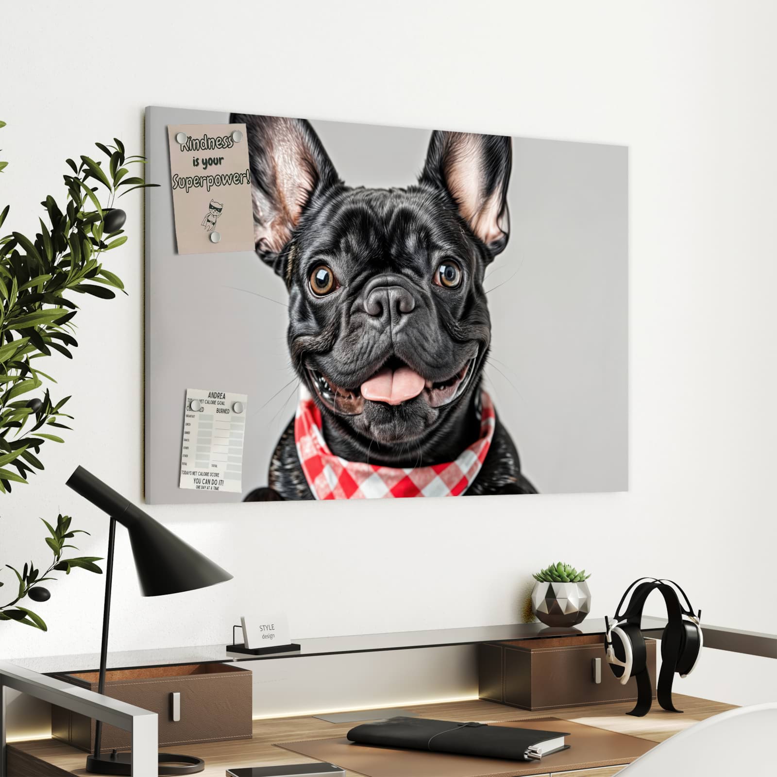 Magnetická tabule s motivem Francouzský buldoček 90 x 60