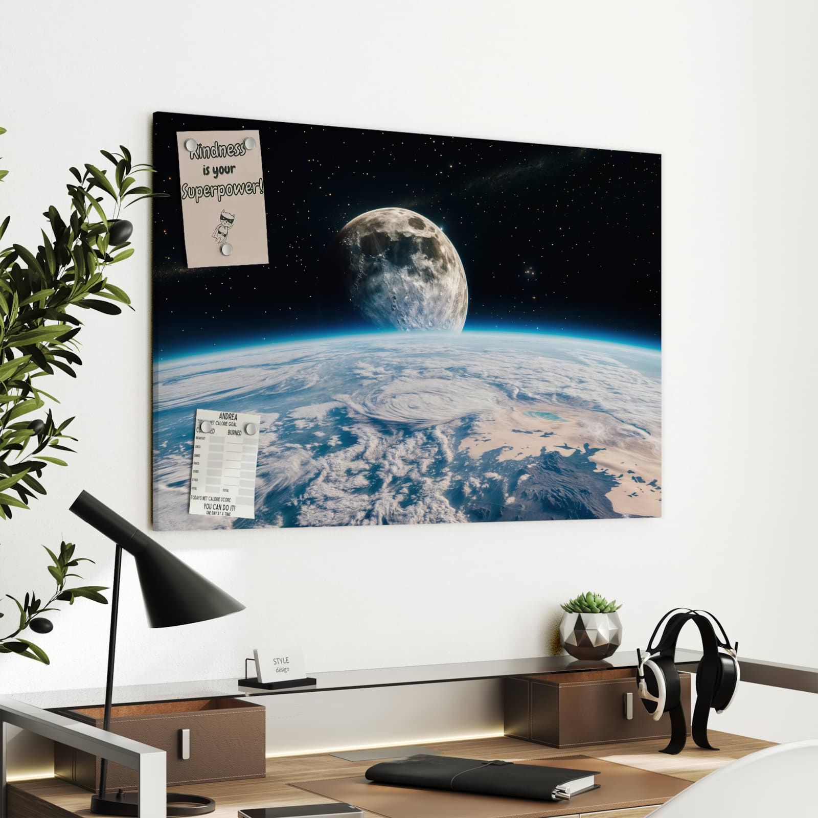Magnetická tabule s motivem Měsíční panorama 90 x 60