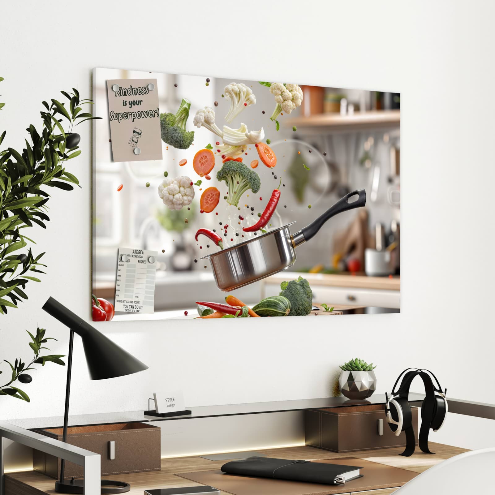 Magnetická tabule s motivem Vaření zeleniny 90 x 60
